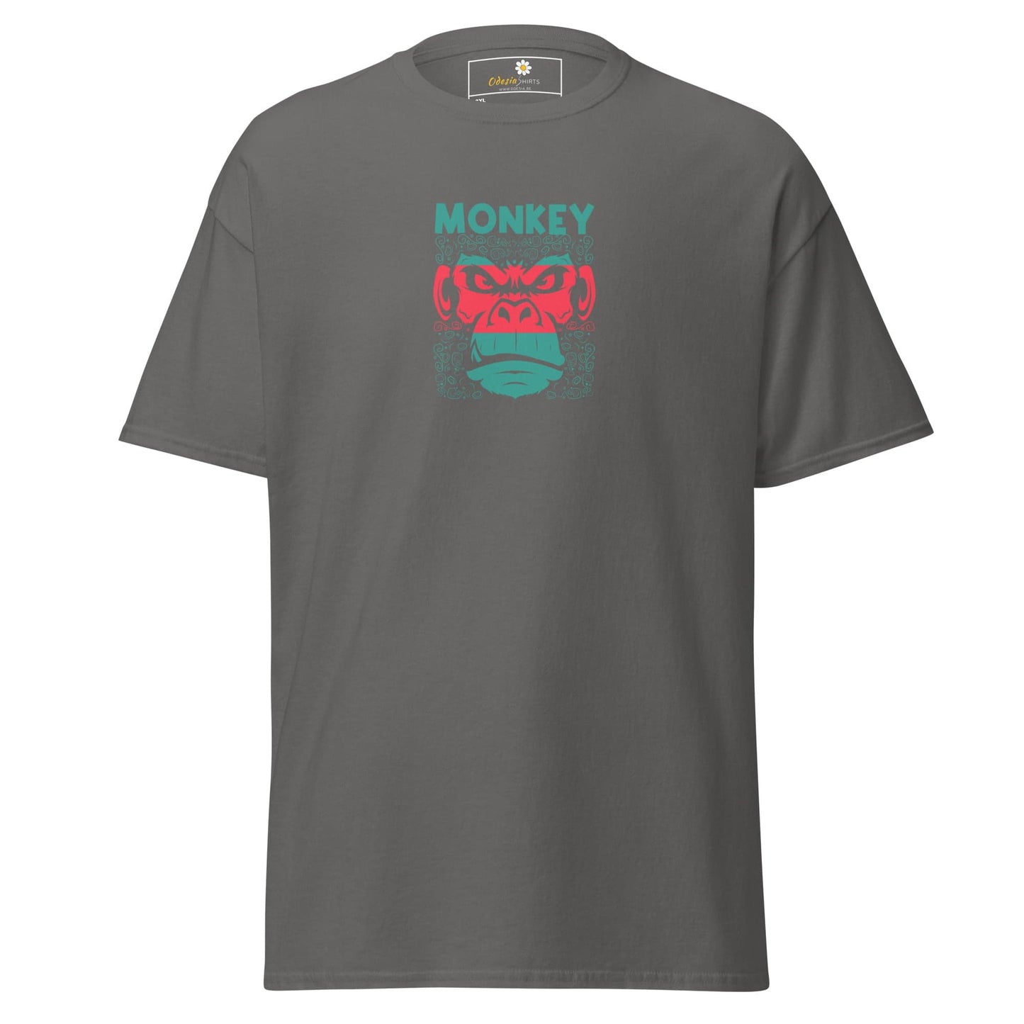 Gray T-shirt with monkey graphic from T-SHIRT DESIGN TEE for Men and Women in 2XL-5XL