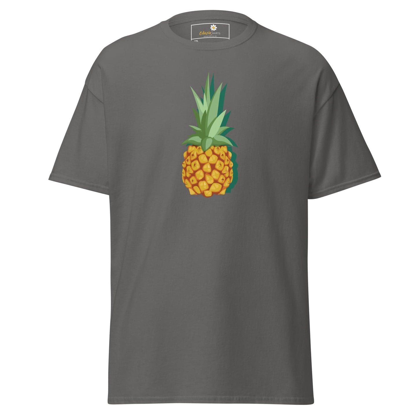 Gray T-shirt featuring a pineapple graphic from T-SHIRT DESIGN TEE for Men and Women
