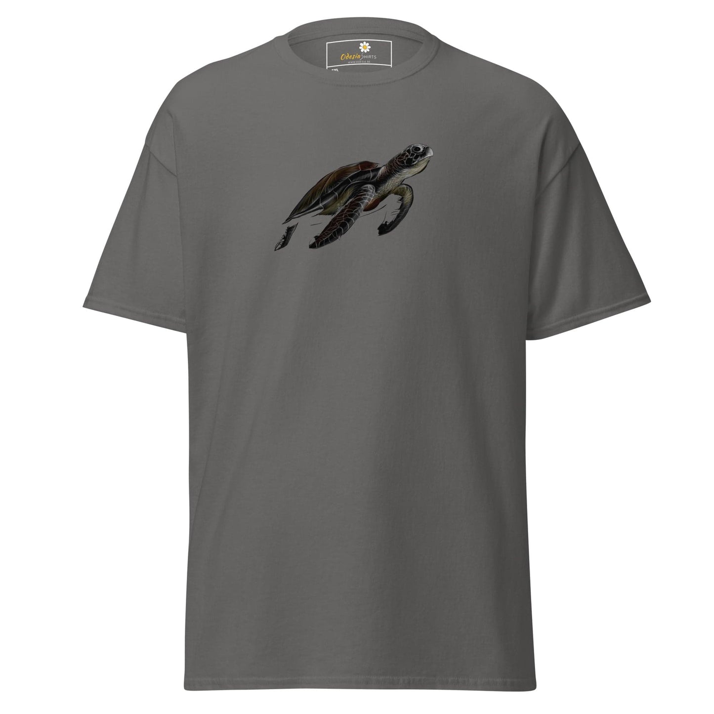Gray T-shirt with turtle graphic from T-SHIRT DESIGN TEE for Men and Women sizing 2XL to 5XL