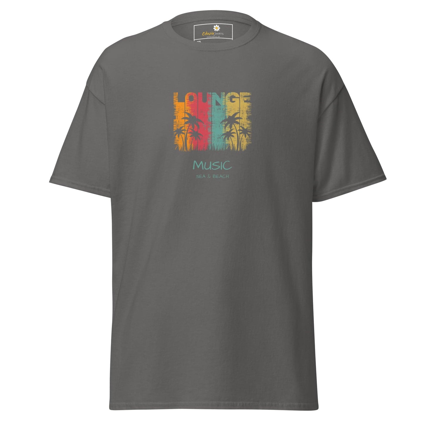 Gray T-shirt with tropical graphic design for Men and Women in Plus Sizes 2XL to 5XL