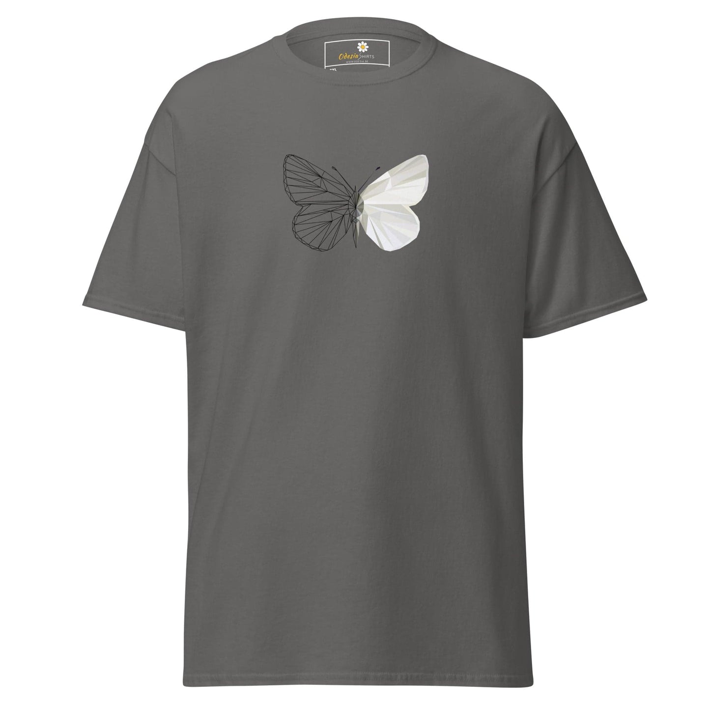 Gray T-shirt with butterfly design from T-SHIRT DESIGN TEE for Men and Women in 2XL to 5XL