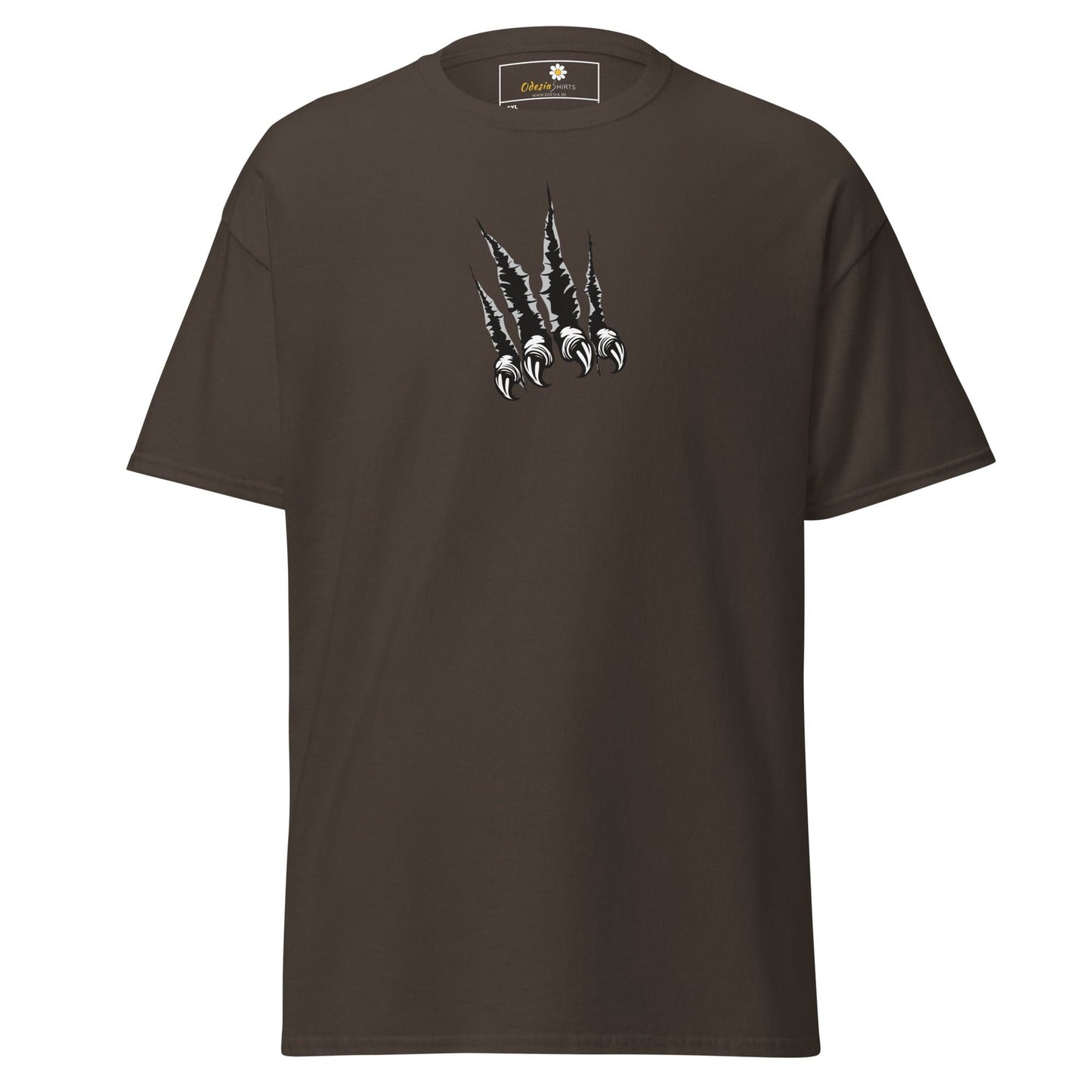 Brown T-shirt with claw mark graphic for men and women in 2XL to 5XL sizes