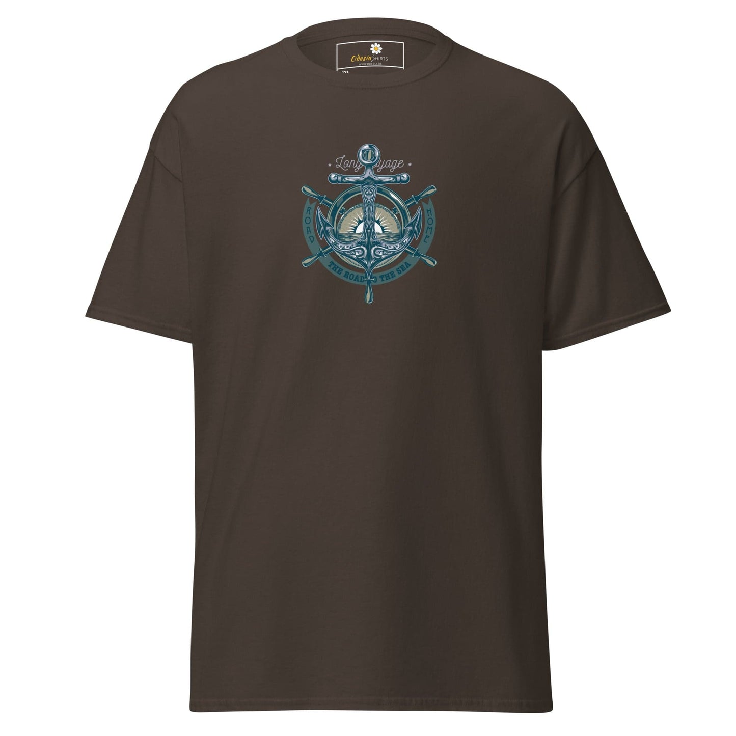 Brown T-shirt with nautical design, suitable for Men and Women, available in 2XL to 5XL sizes