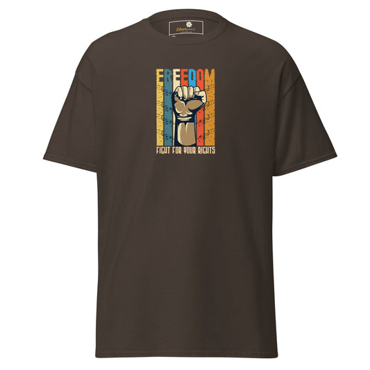 Brown T-shirt with Freedom graphic from T-SHIRT DESIGN TEE for Men and Women in 2XL to 5XL