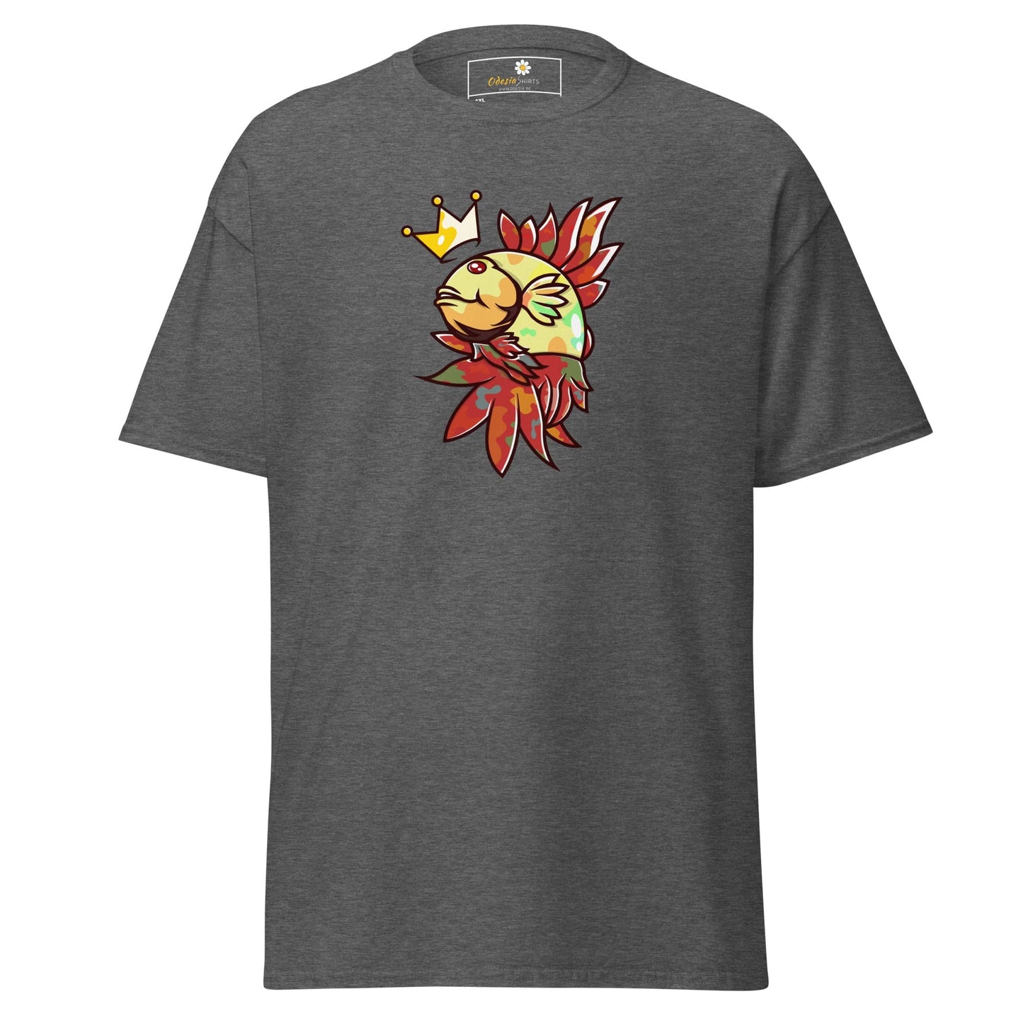 Gray T-shirt with fish graphic from T-SHIRT DESIGN TEE for Men and Women in 2XL-5XL