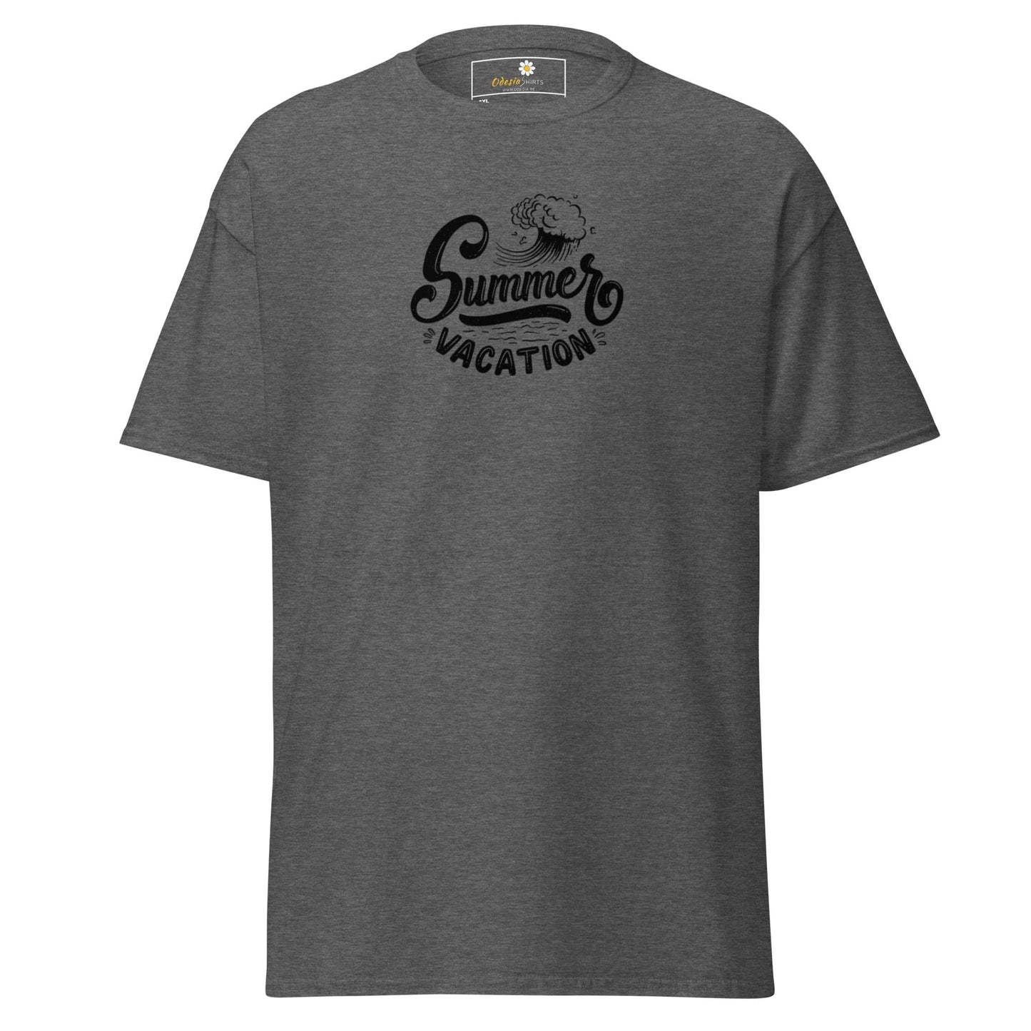 Gray T-shirt with Summer Vacation graphic from T-SHIRT DESIGN TEE for Men and Women