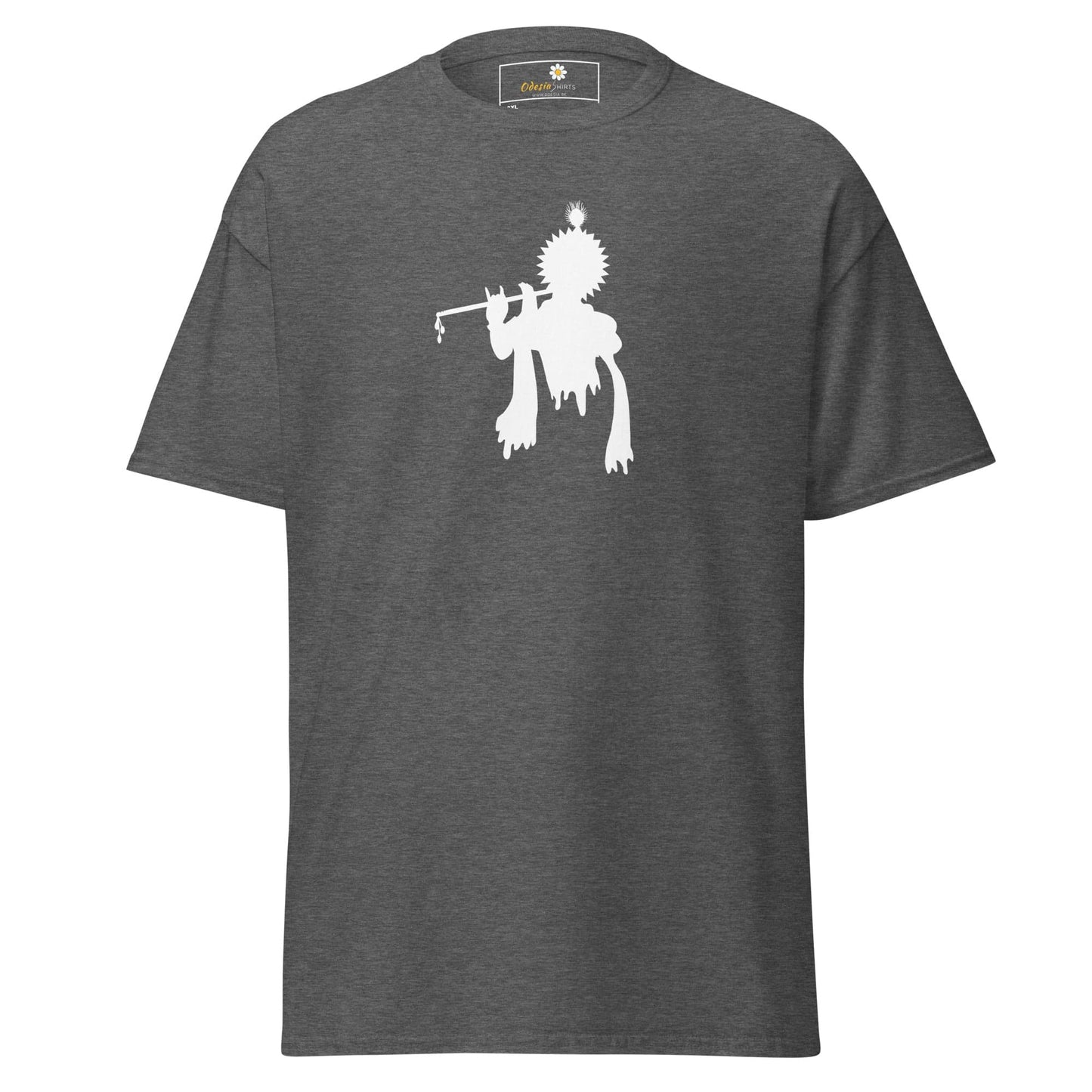 Gray T-shirt with white Krishna graphic for men and women in 2XL to 5XL sizes