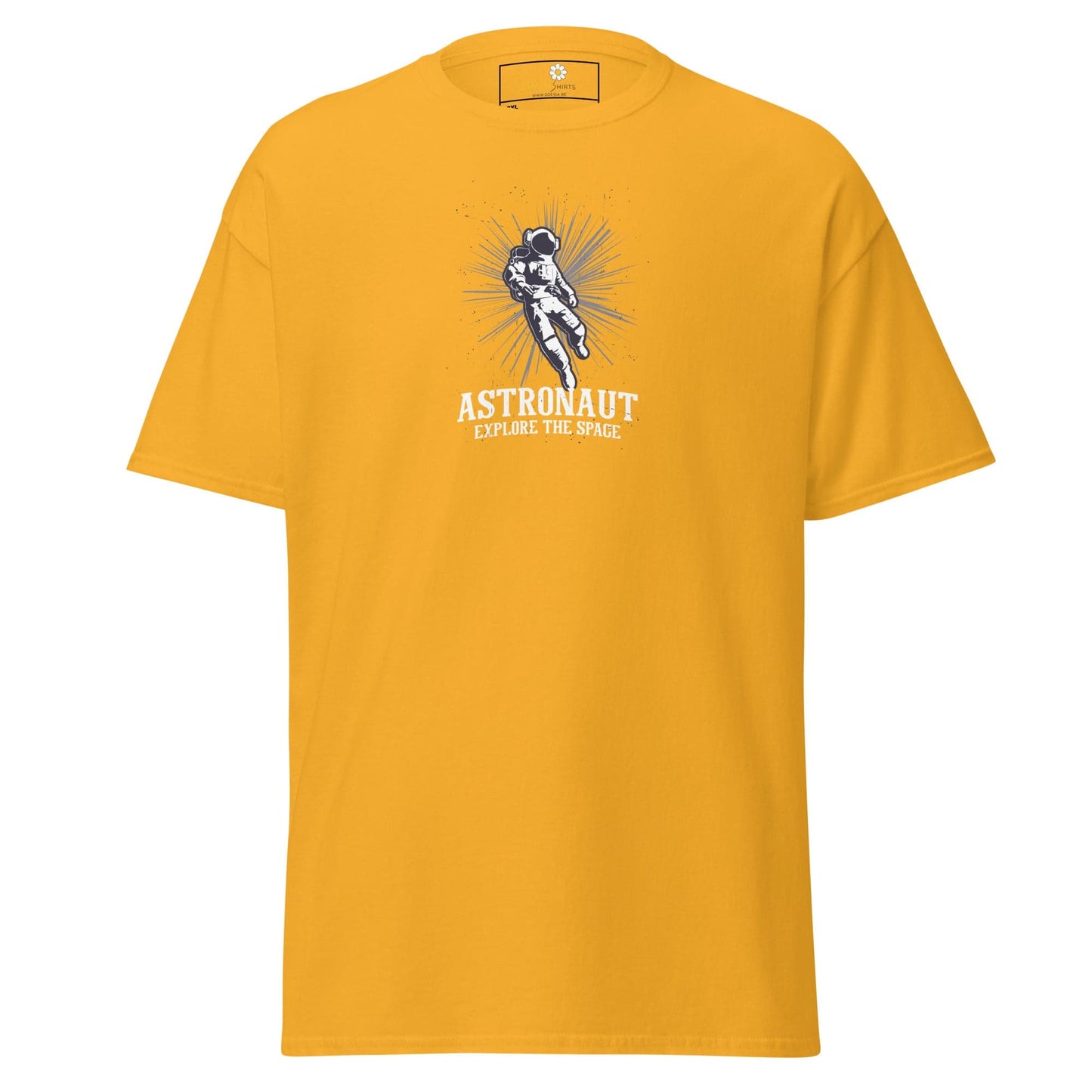 Yellow T-shirt with astronaut graphic from T-SHIRT DESIGN TEE for Men and Women