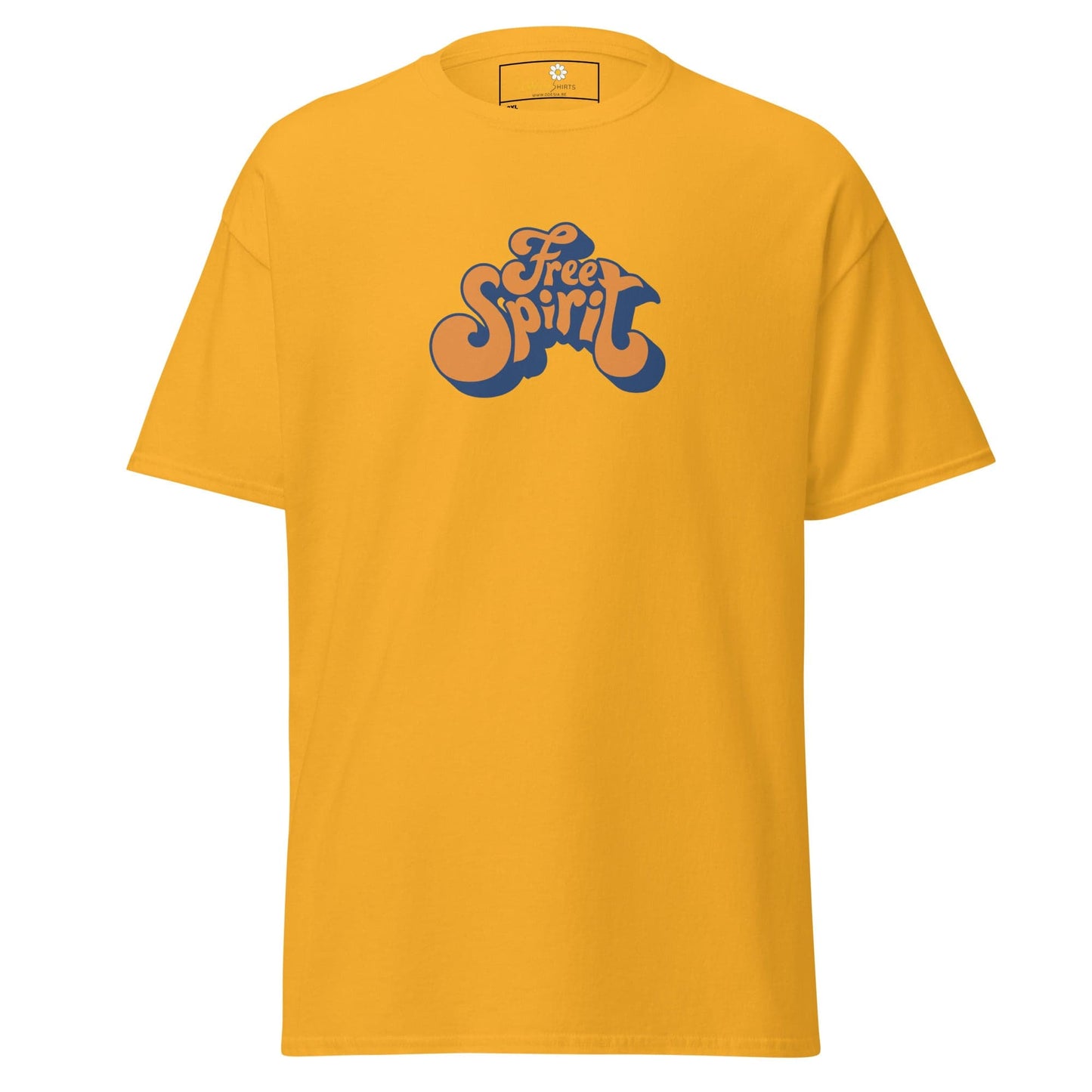 Yellow T-shirt with Free Spirit graphic, suitable for Men and Women in 2XL to 5XL