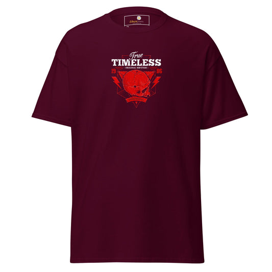 Maroon T-shirt with skull graphic for Men and Women in sizes 2XL to 5XL
