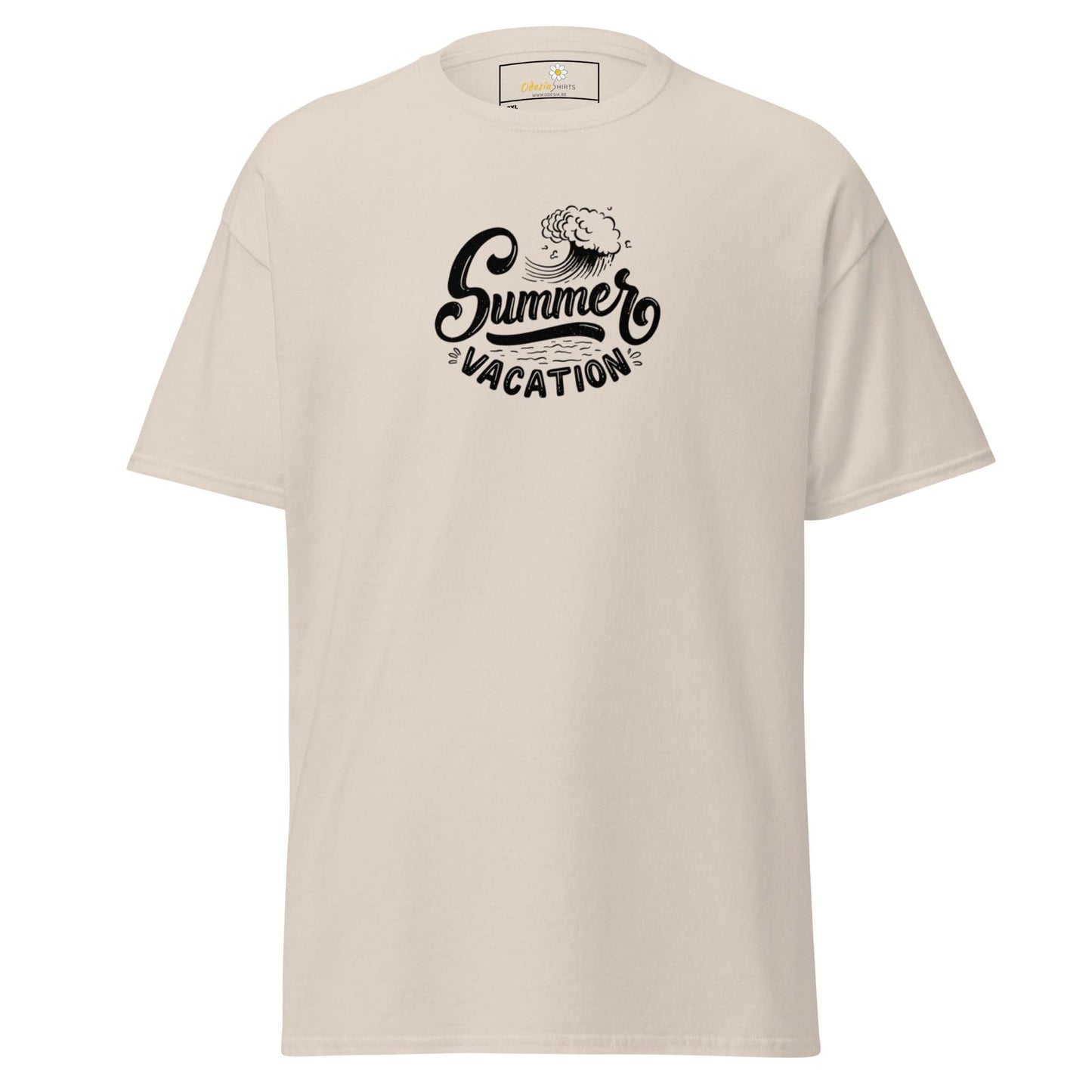Beige T-shirt with Summer Vacation graphic for Men and Women in 2XL to 5XL sizes