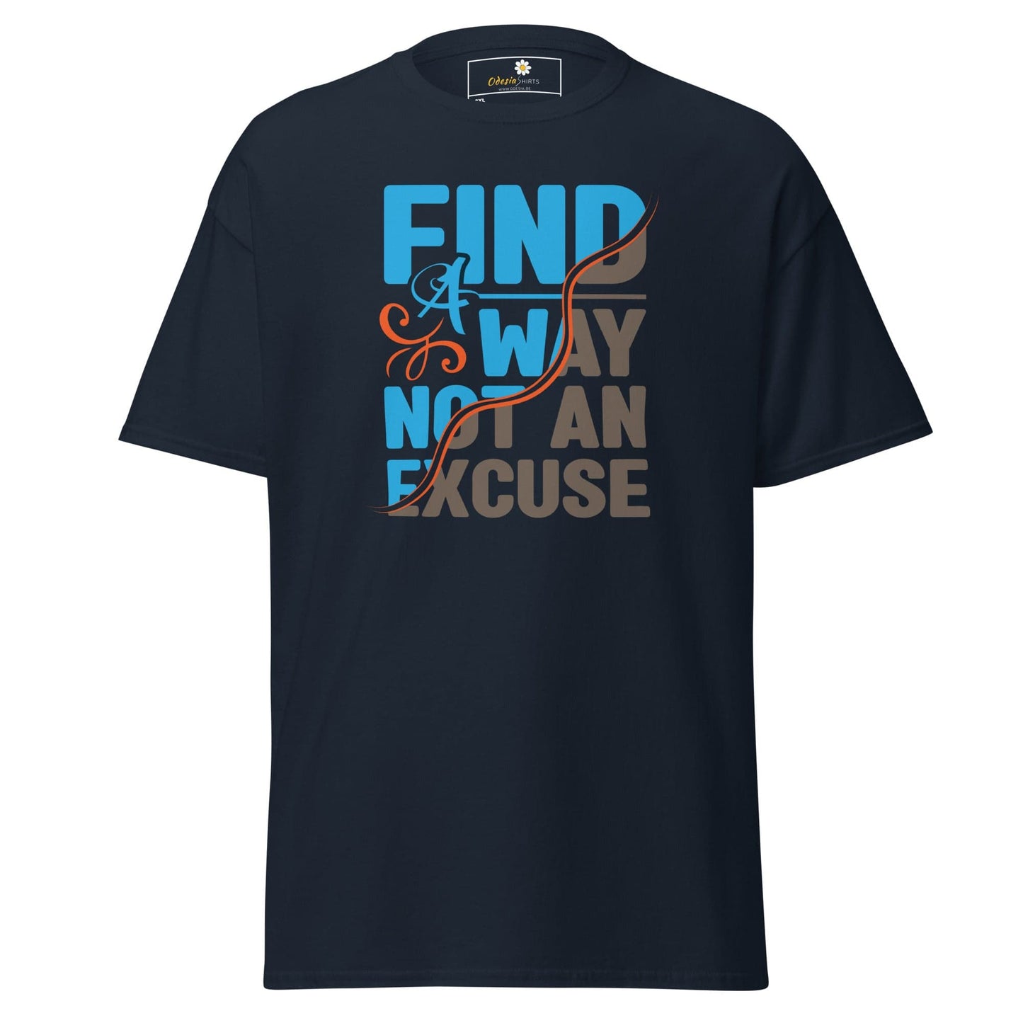 Dark blue motivational T-shirt for men and women in sizes 2XL to 5XL