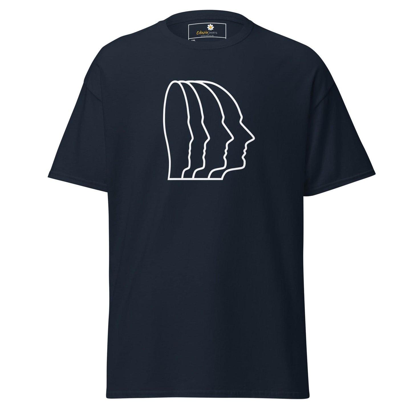 Navy blue T-shirt with white head outline design for Men and Women in 2XL to 5XL size