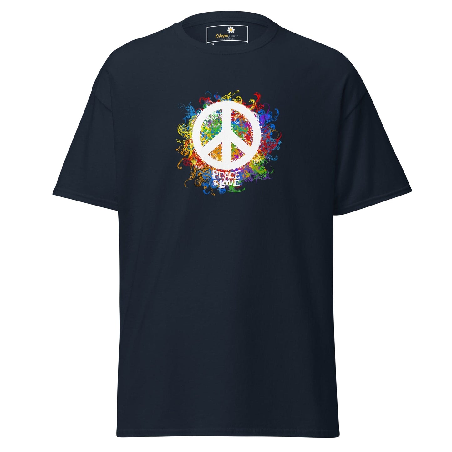 Navy blue T-shirt with peace sign design for Men and Women available in 2XL to 5XL