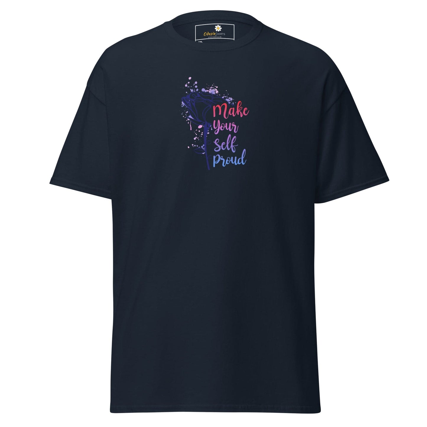 Navy T-shirt with inspirational text ideal for men and women sizes 2XL to 5XL