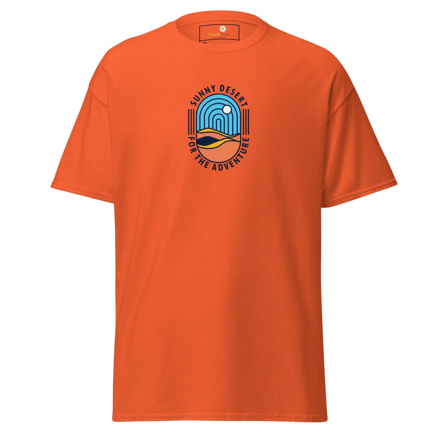 Orange T-shirt with desert graphic for men and women in 2XL to 5XL sizes