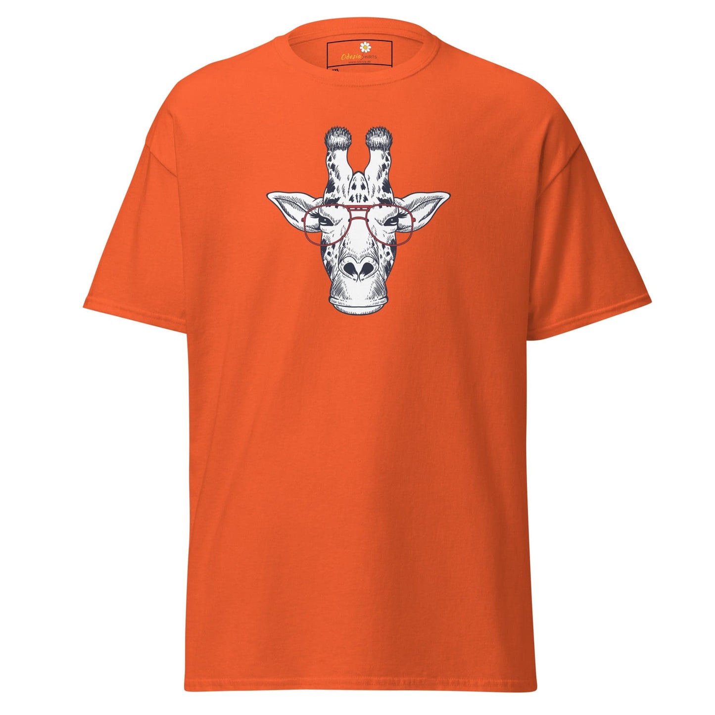Orange T-shirt with Giraffe Graphic for Men and Women in 2XL to 5XL sizes