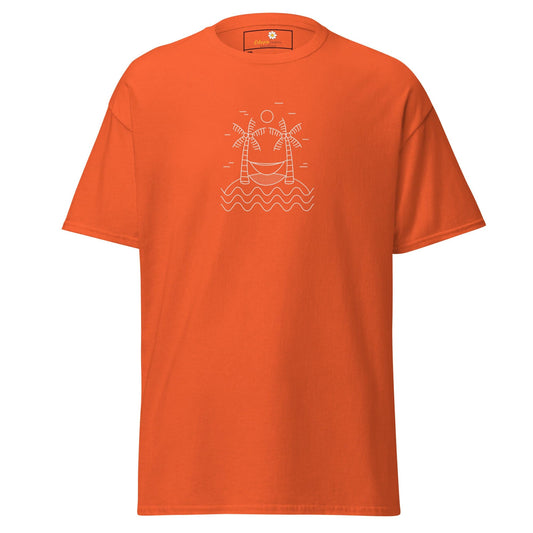 Orange T-shirt with beach design for Men and Women in 2XL to 5XL sizes