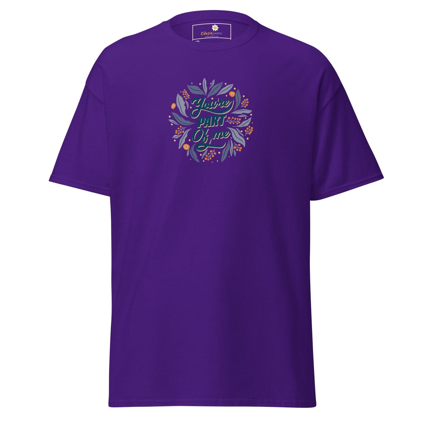 Purple T-Shirt with floral design for men and women in 2XL to 5XL sizes