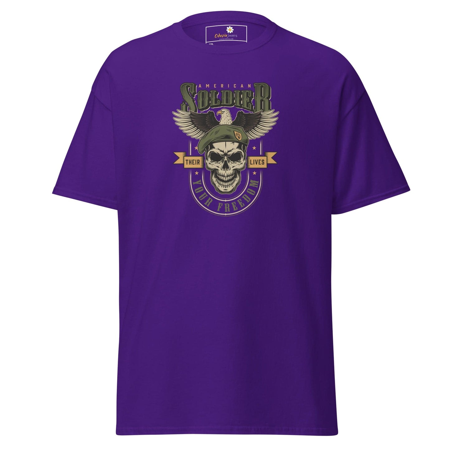 Purple T-Shirt with Skull Graphic for Men and Women in 2XL to 5XL sizes