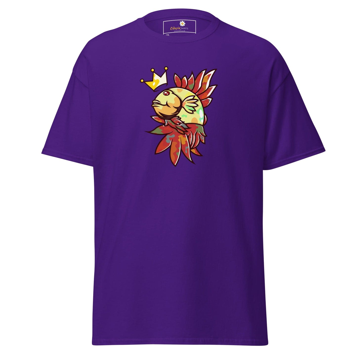 Purple T-shirt with fish graphic from T-SHIRT DESIGN TEE for Men and Women in 2XL to 5XL