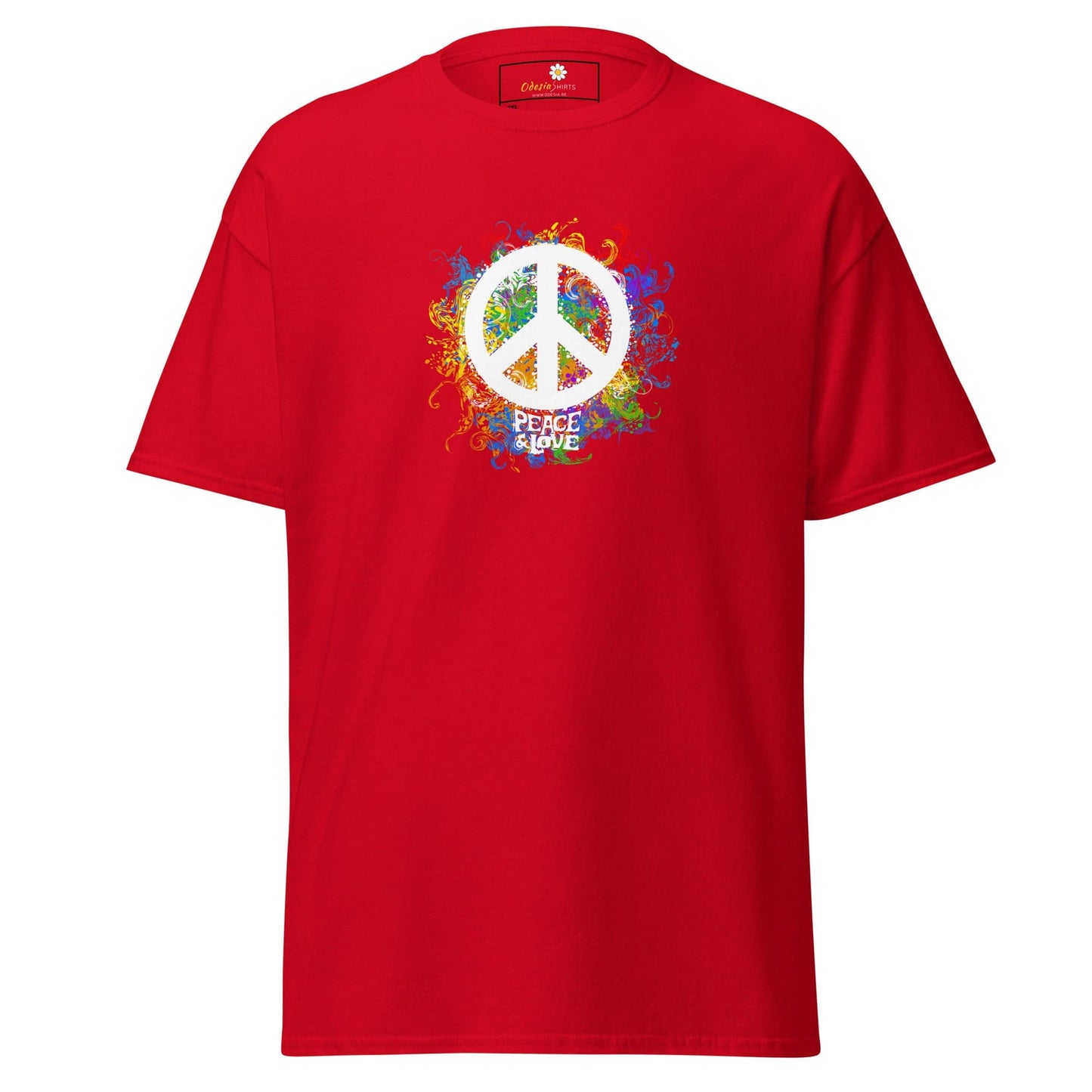 Red T-shirt with peace symbol from T-Shirt Design Tee for Men and Women in 2XL to 5XL