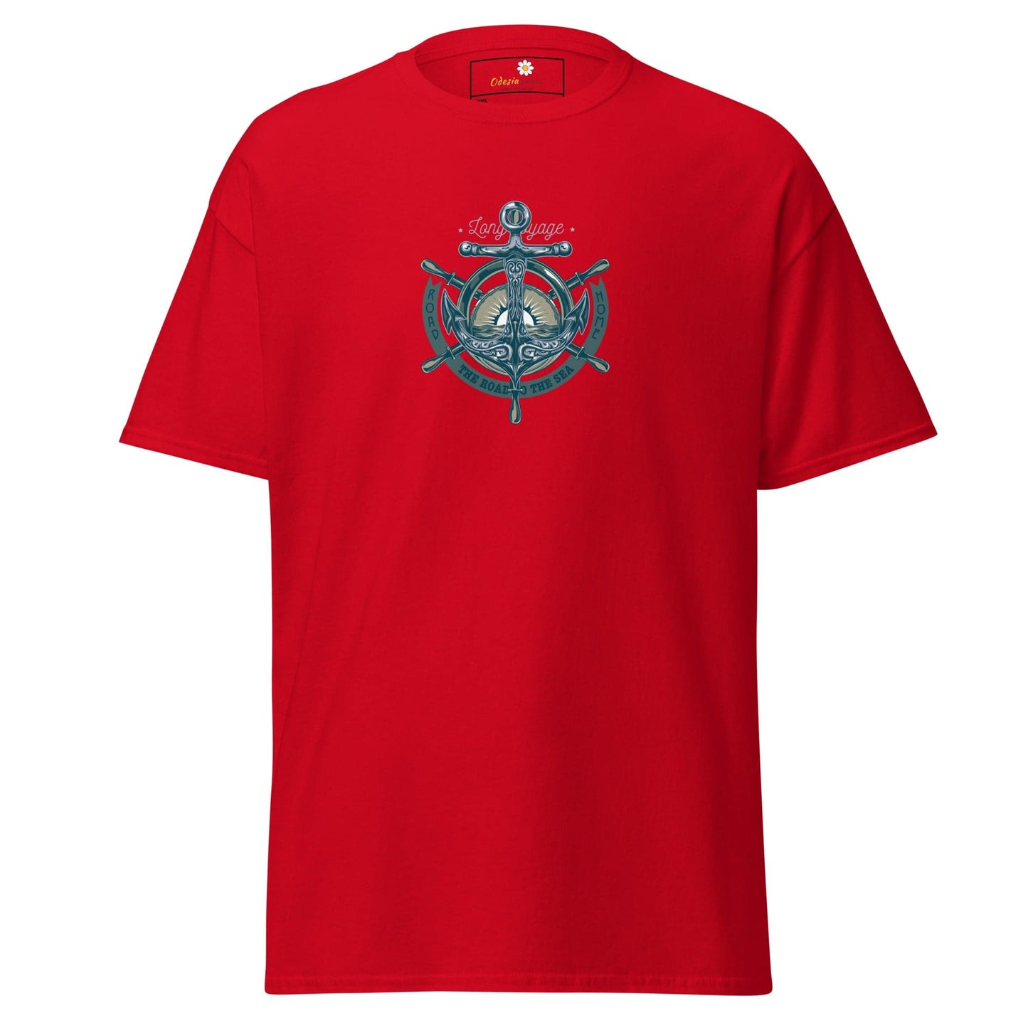 Red T-shirt featuring nautical design for Men and Women in 2XL to 5XL sizes