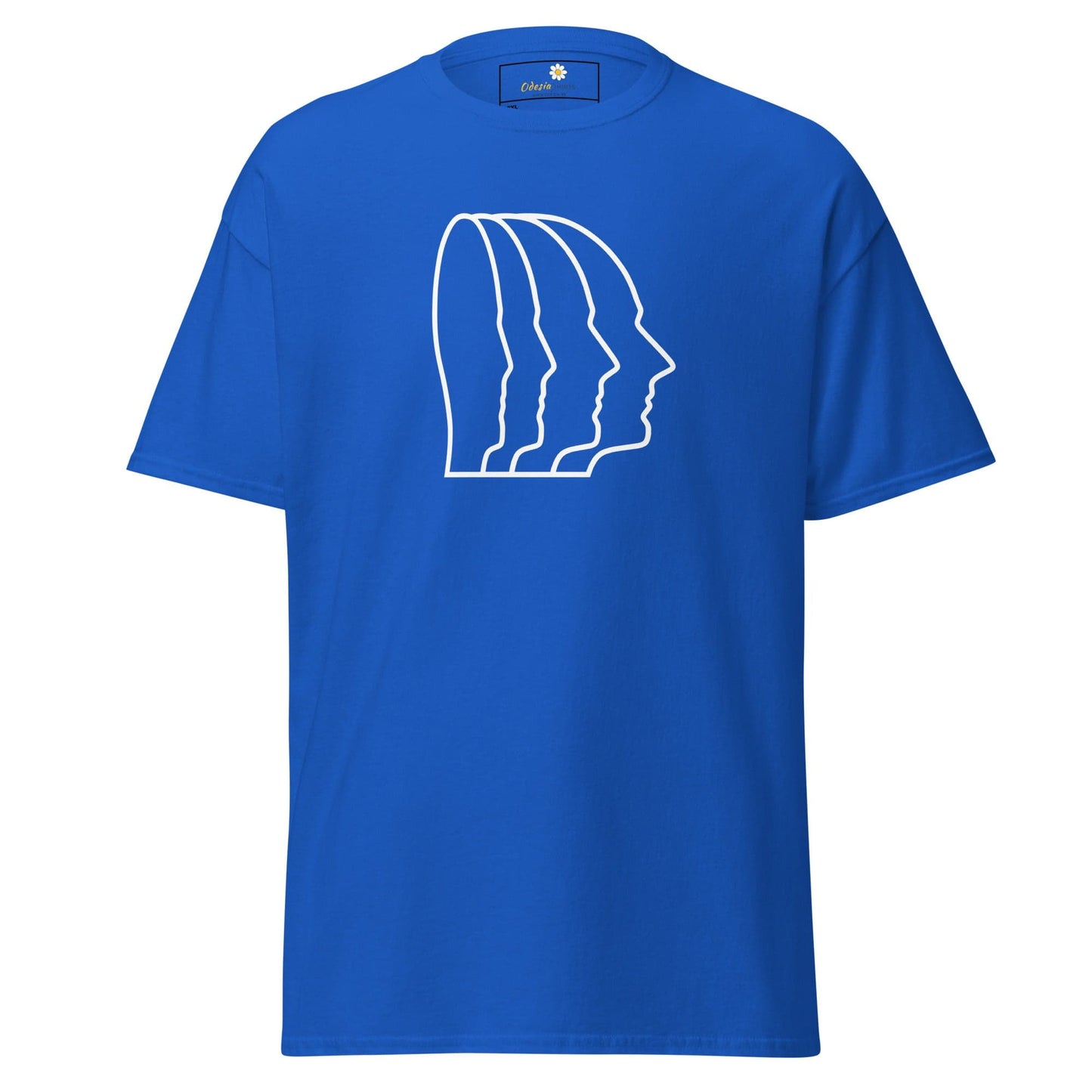Blue T-shirt with white face outline design for Men and Women in 2XL to 5XL sizes