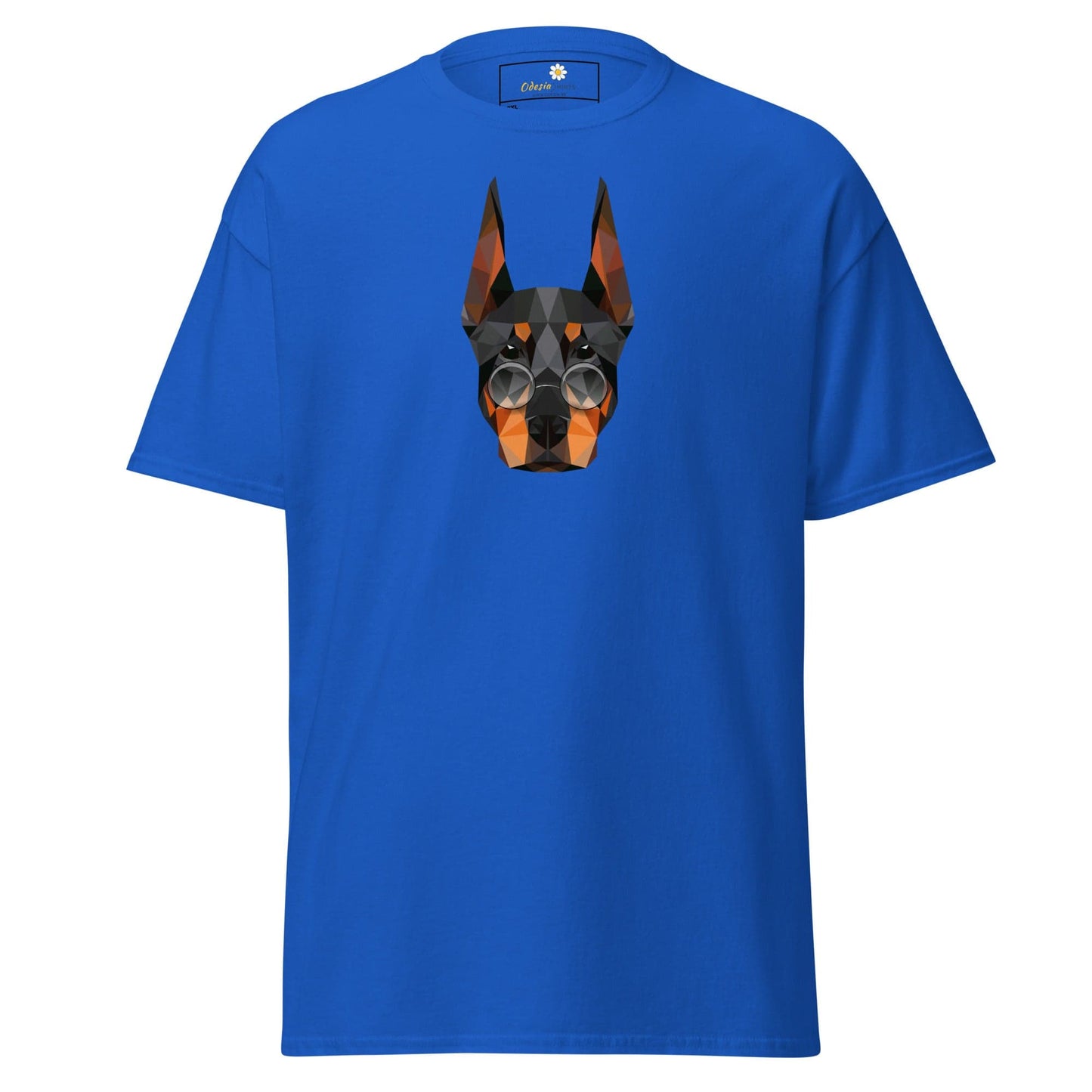Blue T-shirt featuring a dog graphic from T-SHIRT DESIGN TEE for men and women in 2XL to 5XL