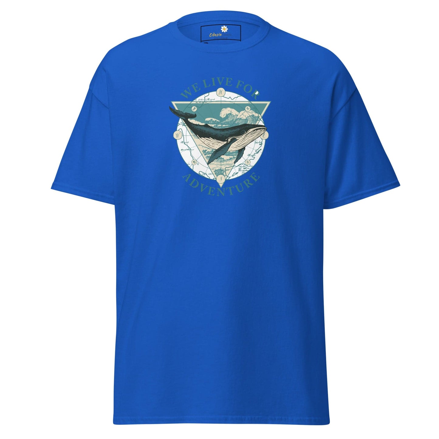 Blue T-shirt with whale graphic from T-SHIRT DESIGN TEE for Men and Women in 2XL to 5XL
