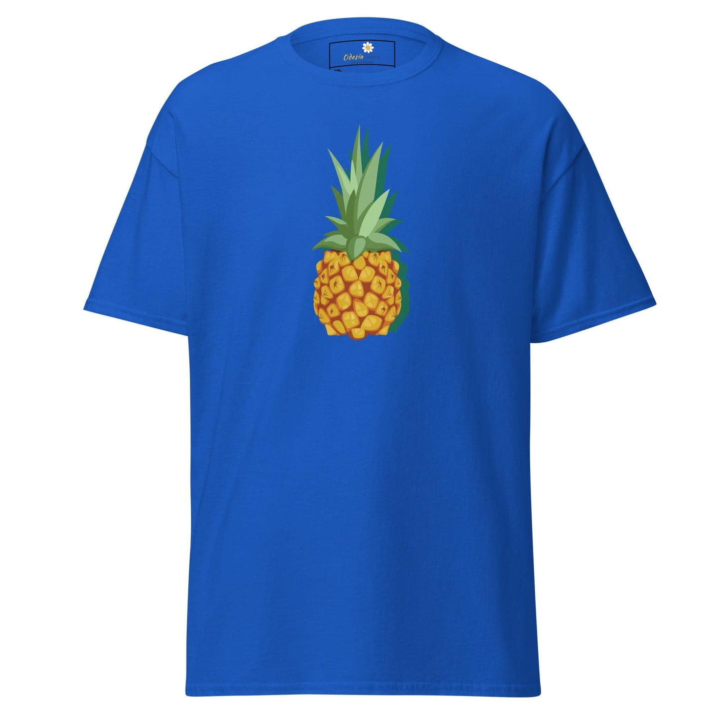 Blue T-shirt with pineapple graphic from T-SHIRT DESIGN TEE for Men and Women in 2XL to 5XL