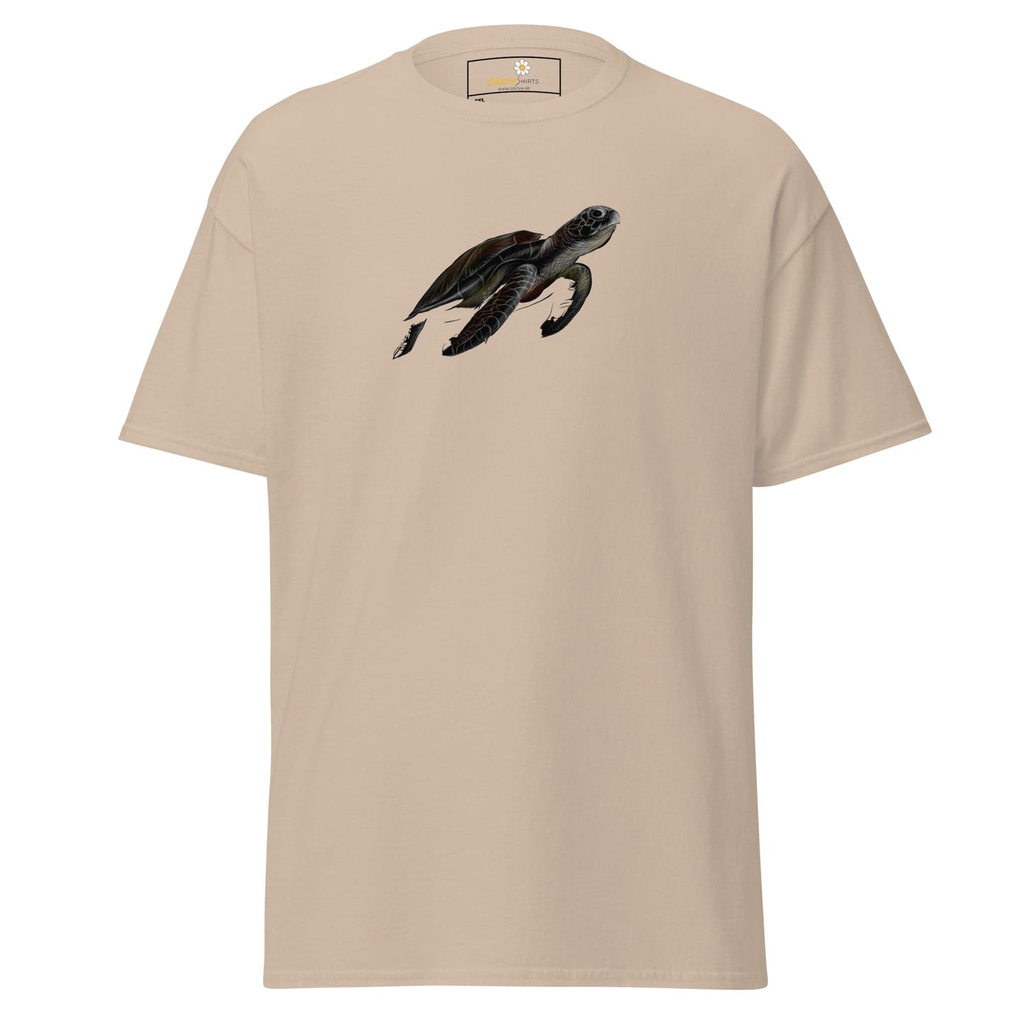 Beige T-shirt with turtle graphic from T-SHIRT DESIGN TEE for Men and Women, 2XL to 5XL