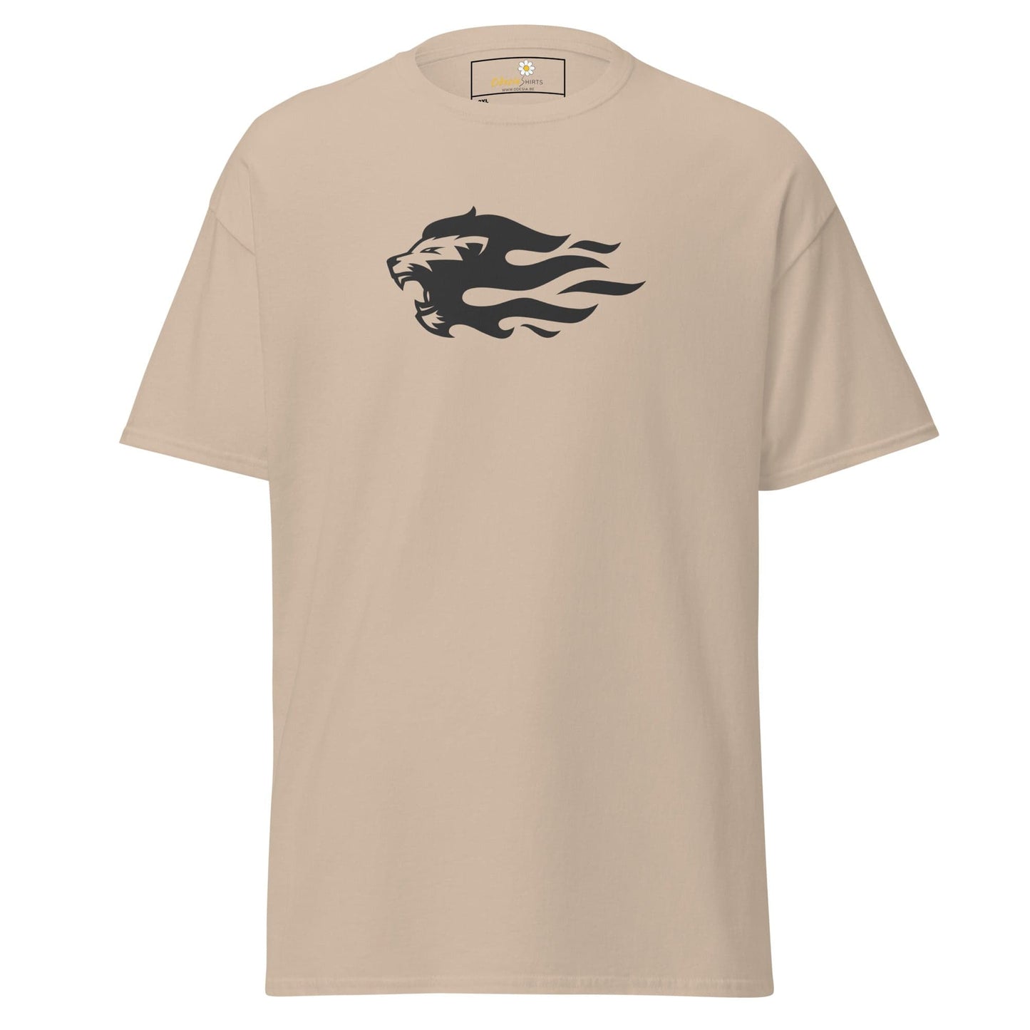 Beige T-shirt with lion graphic from T-SHIRT DESIGN TEE for Men and Women in 2XL to 5XL