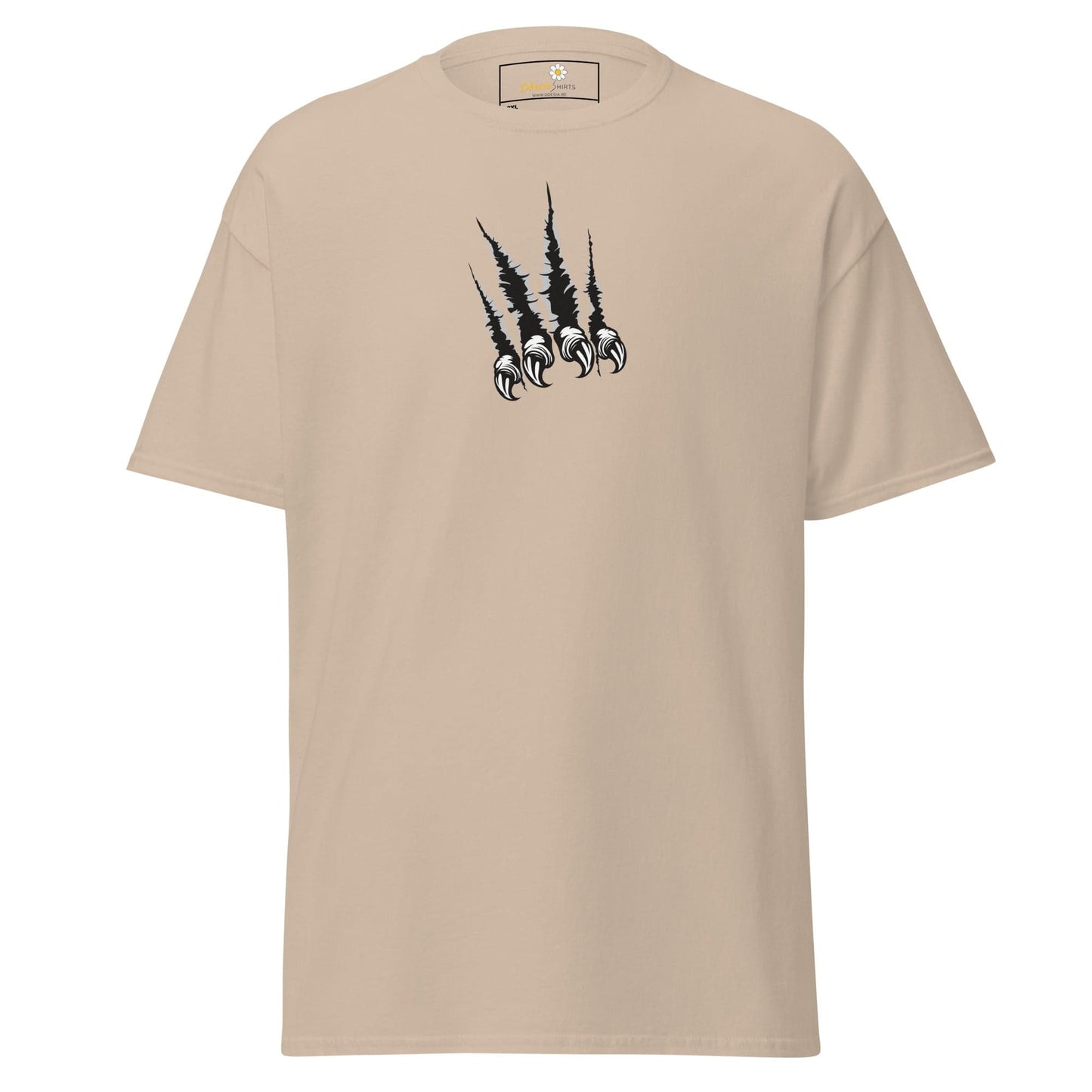 Beige T-shirt with claw mark graphic for men and women in 2XL to 5XL sizes