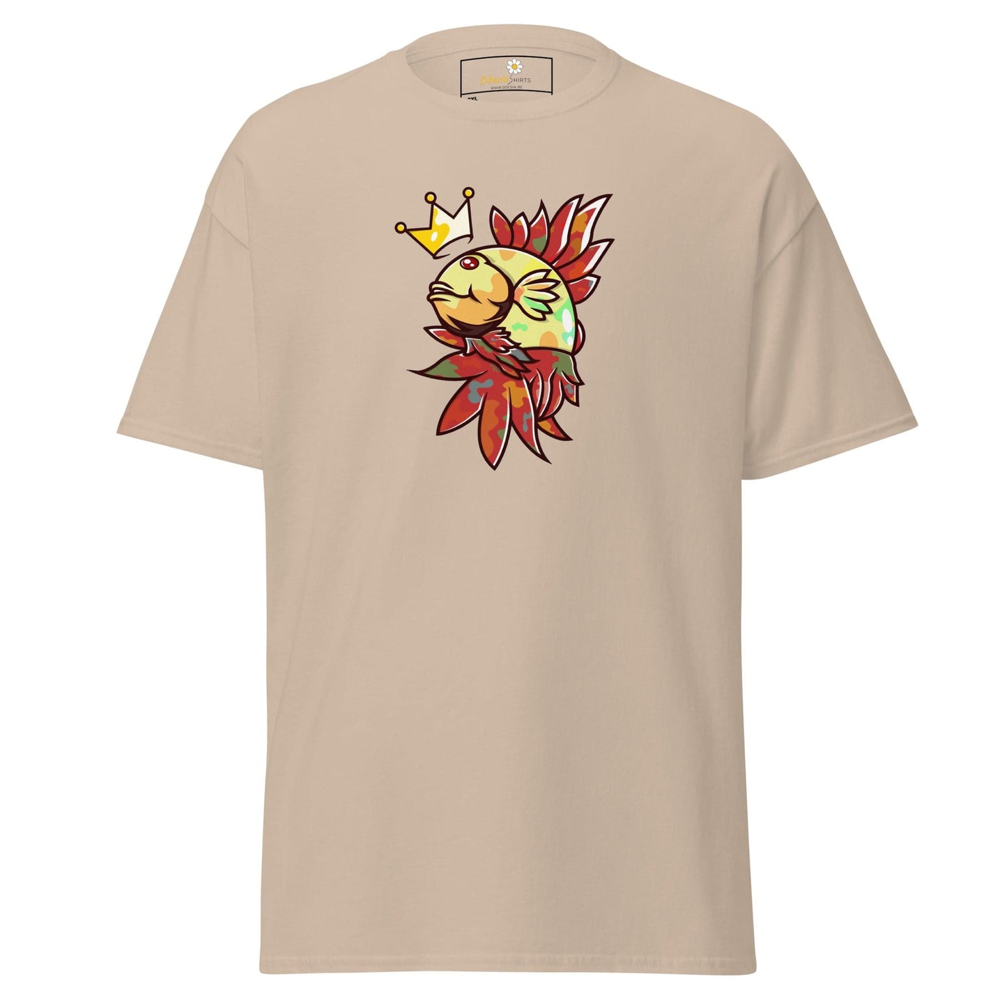Beige T-shirt with Fish Graphic Men Women Plus Size 2XL to 5XL Product Image