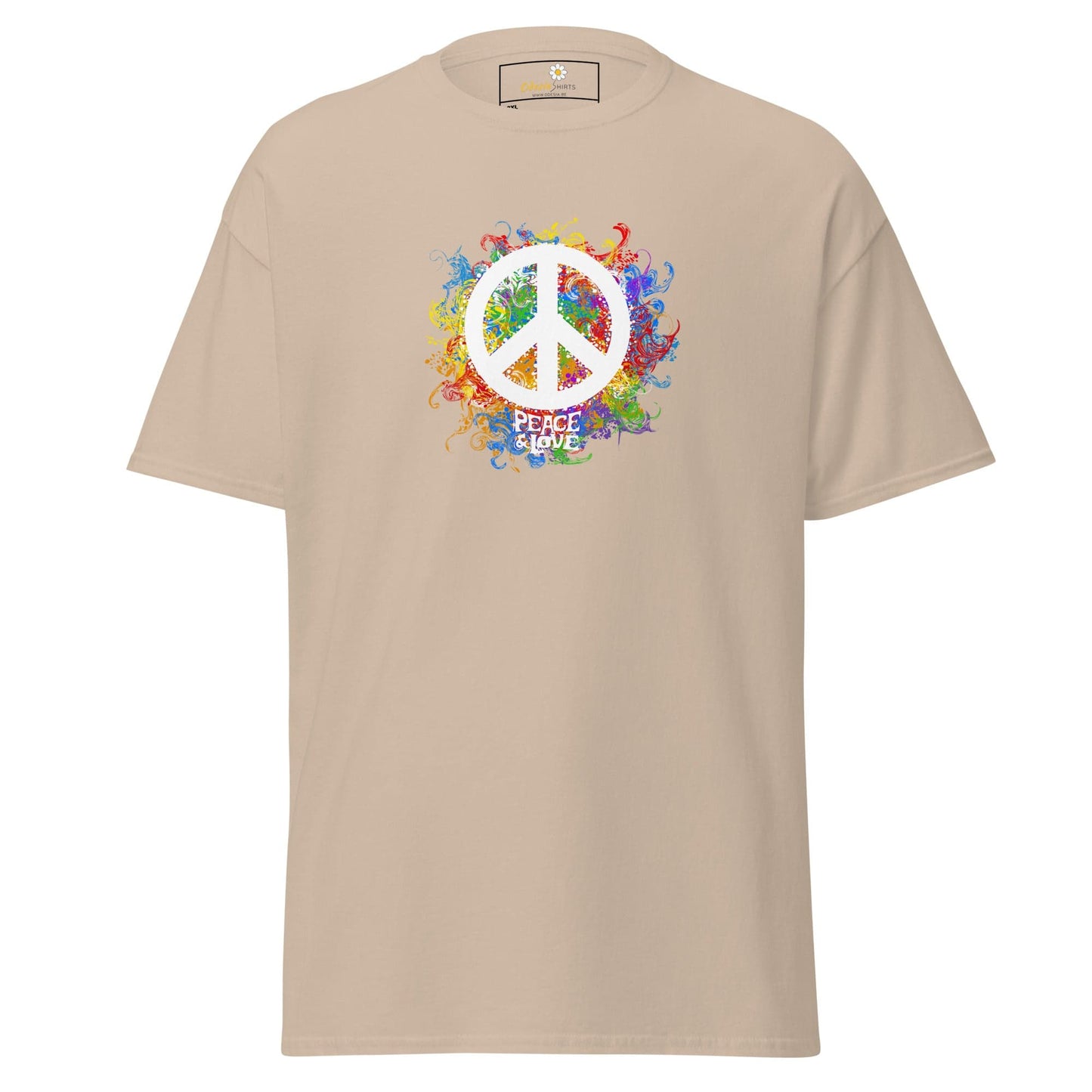 Beige T-shirt with peace symbol from T-SHIRT DESIGN TEE for Men and Women, 2XL to 5XL
