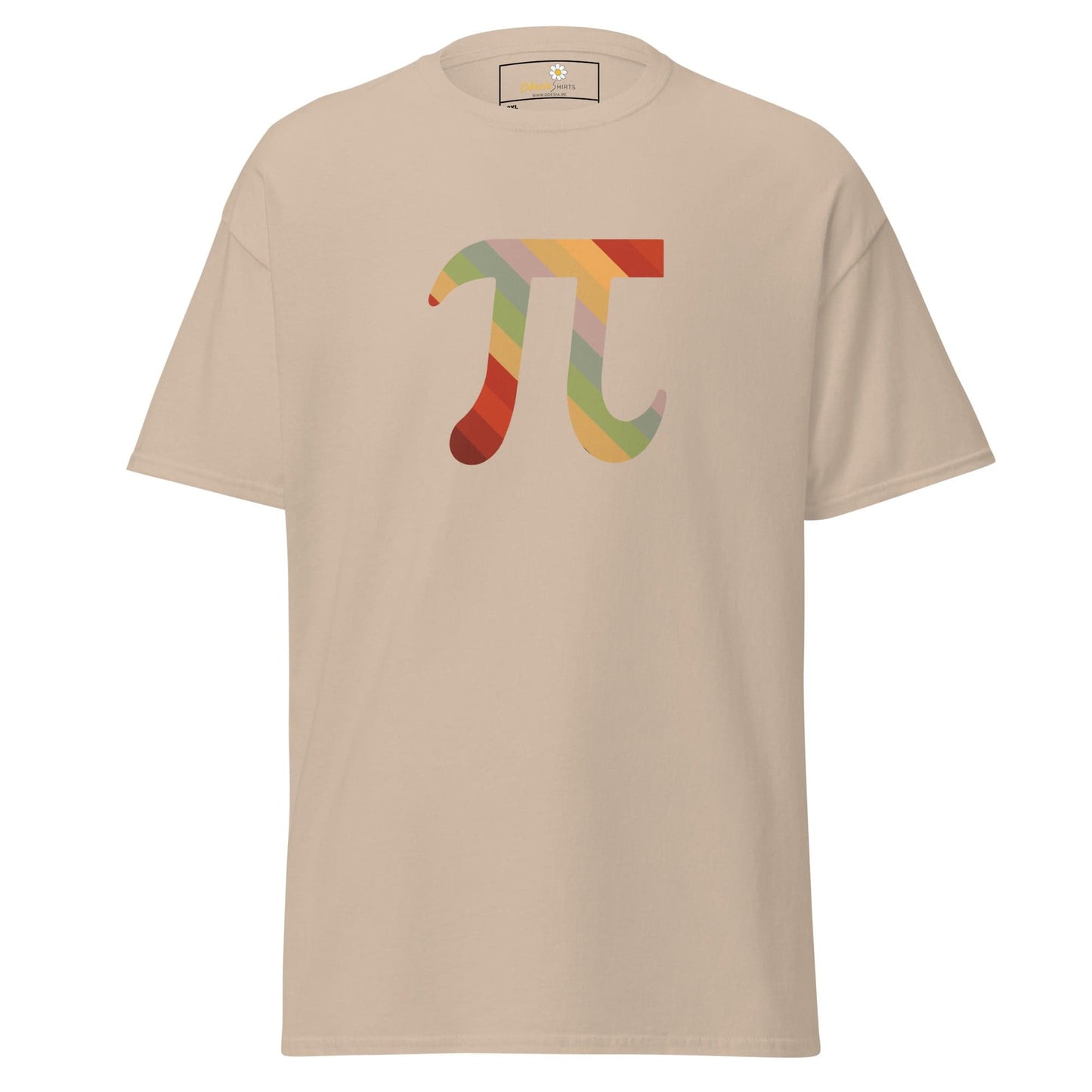 Beige T-shirt with colorful Pi symbol from T-SHIRT DESIGN TEE for Men and Women