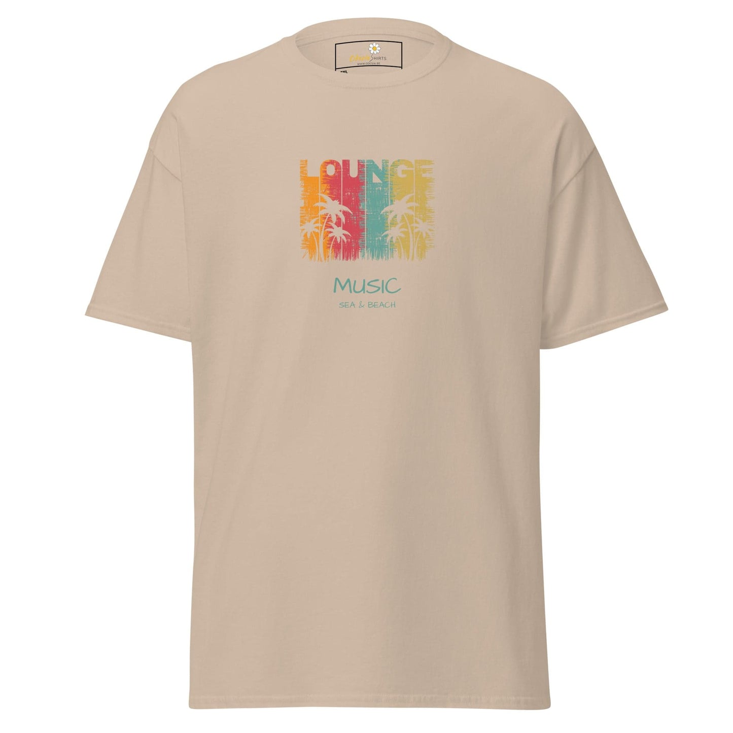 Beige T-shirt with colorful Palm Tree graphic for Men Women in 2XL to 5XL size