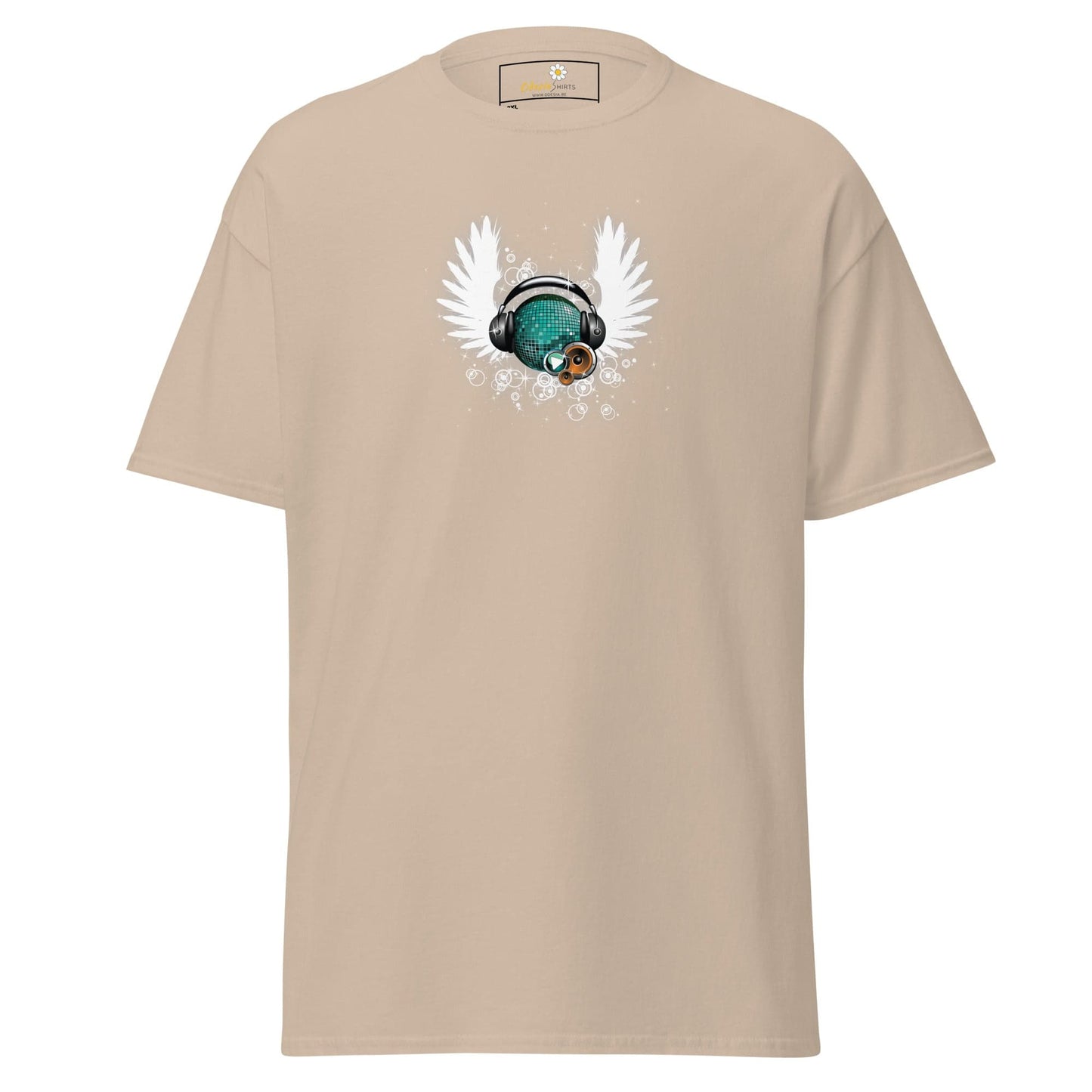 Beige T-shirt with graphic design for men and women in 2XL to 5XL sizes