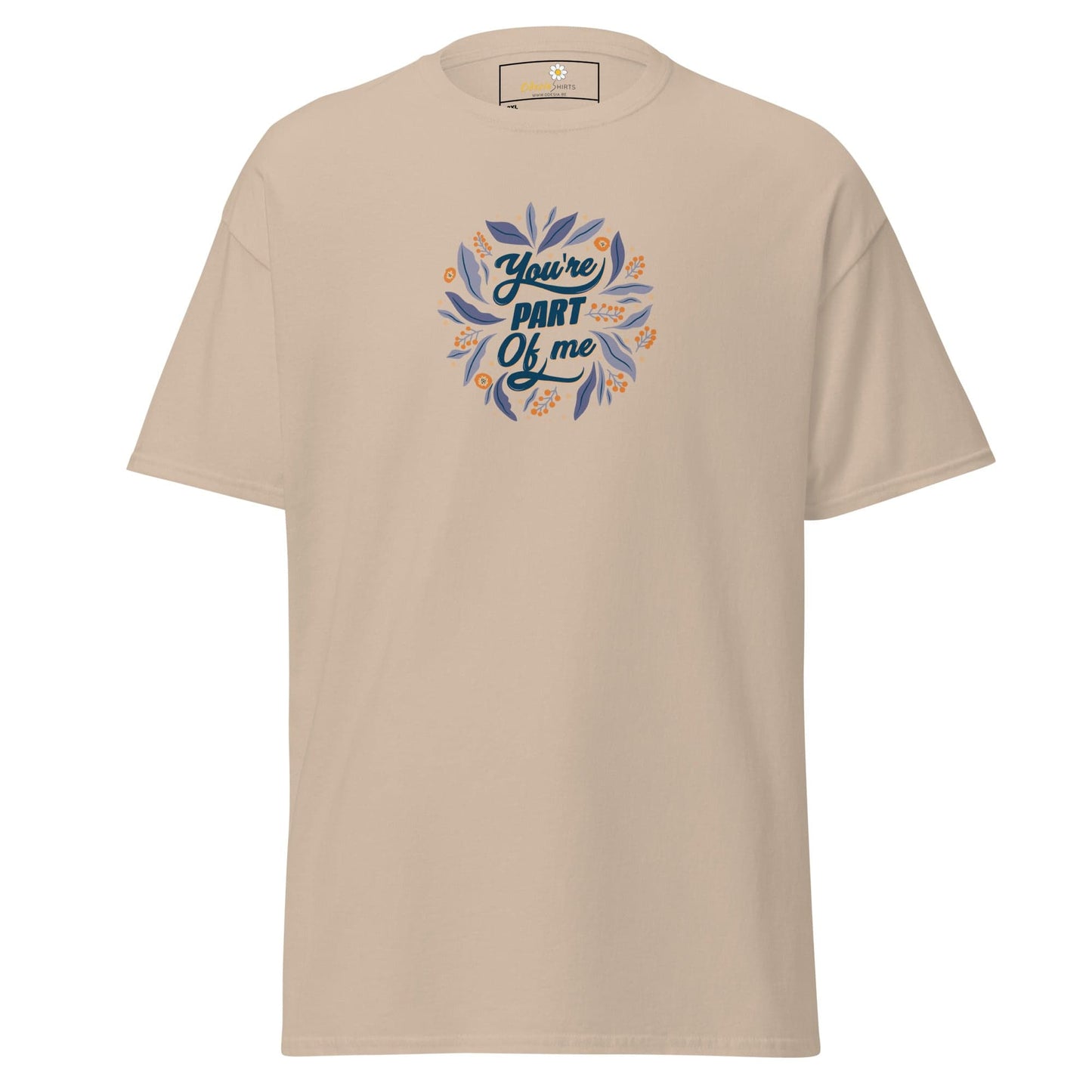 Beige T-shirt with floral you’re part of me design for men and women in 2XL to 5XL size