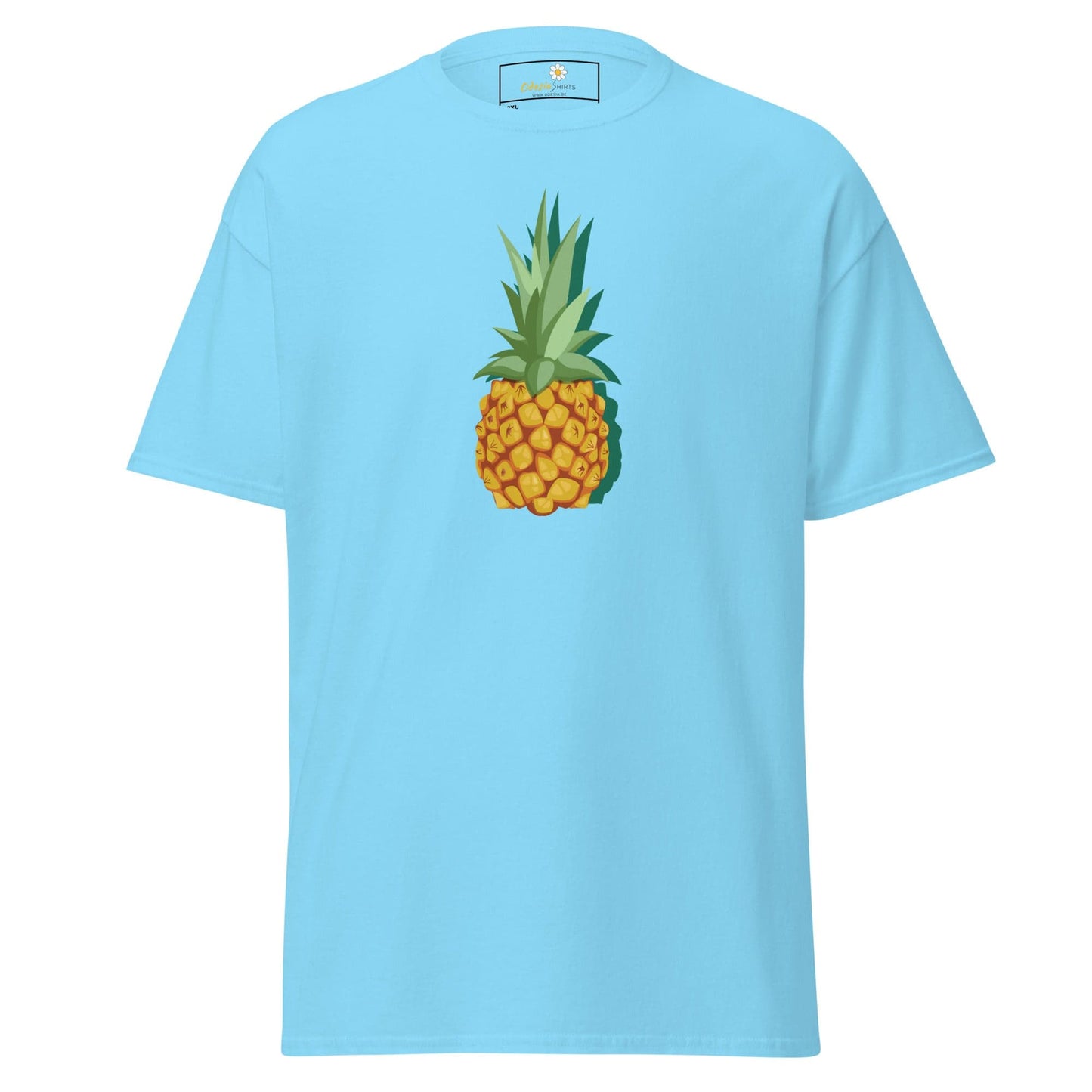 Light blue T-shirt with pineapple graphic available in men’s and women’s sizes 2XL to 5XL