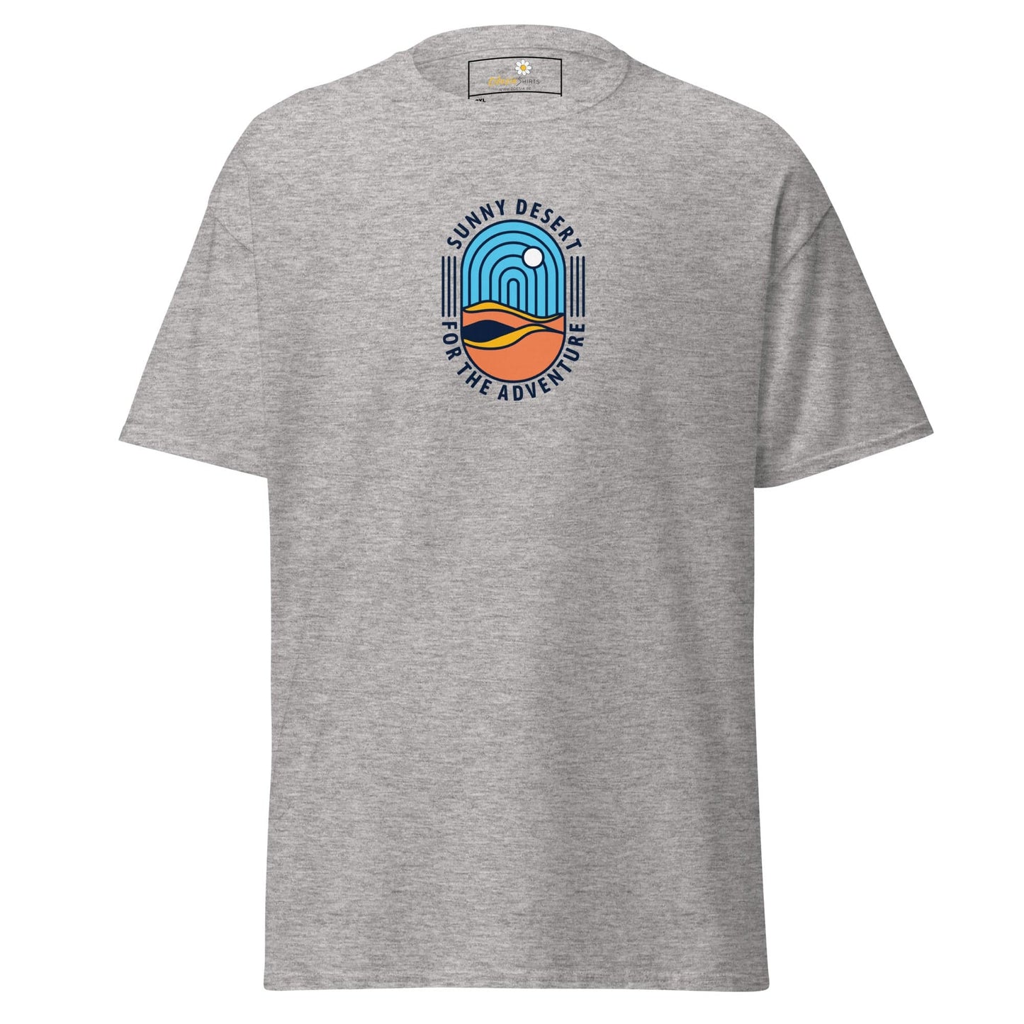 Gray T-shirt featuring a desert graphic from the T-SHIRT DESIGN TEE collection for men and women in sizes 2XL to 5XL