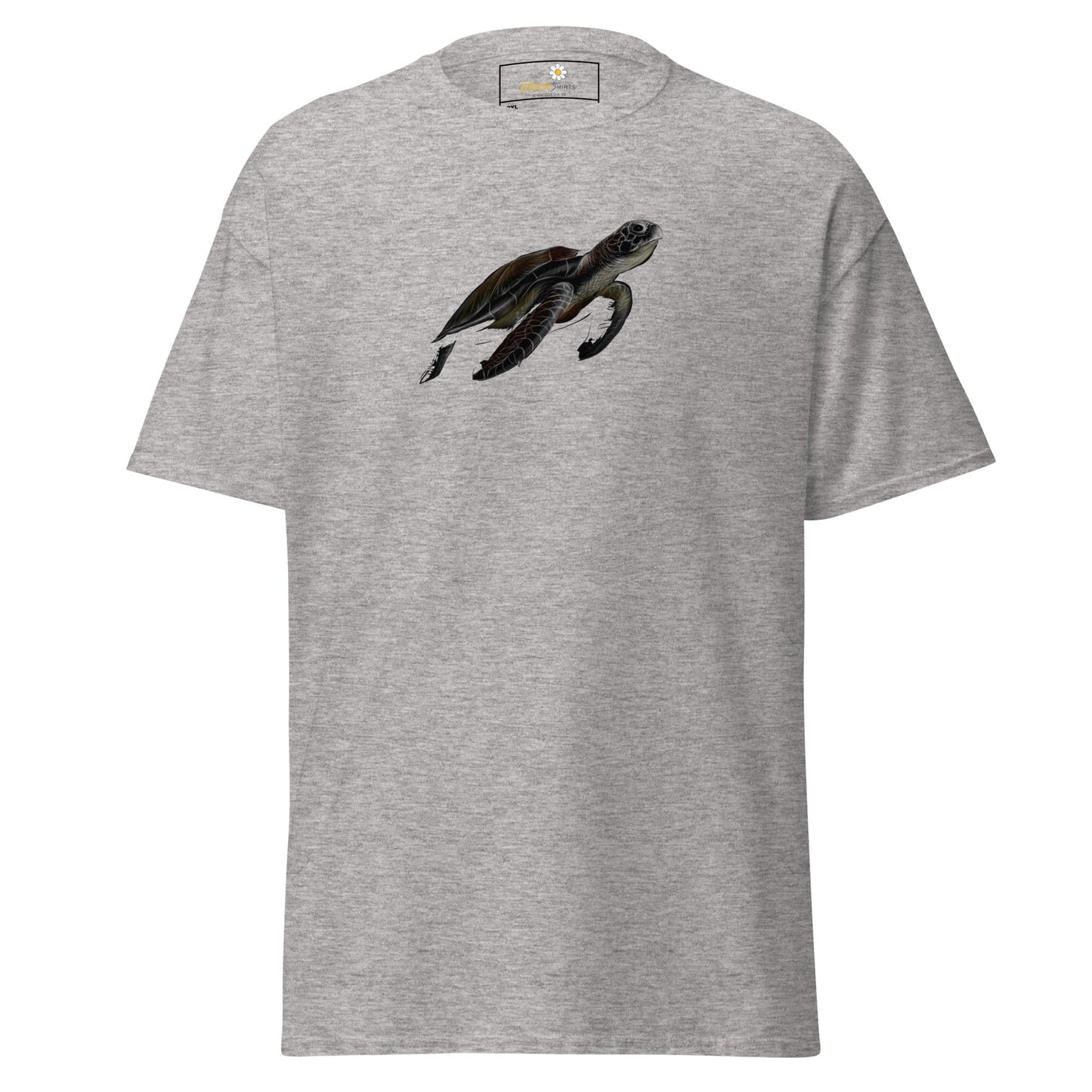 Gray T-shirt with turtle graphic from T-SHIRT DESIGN TEE for Men and Women, 2XL to 5XL