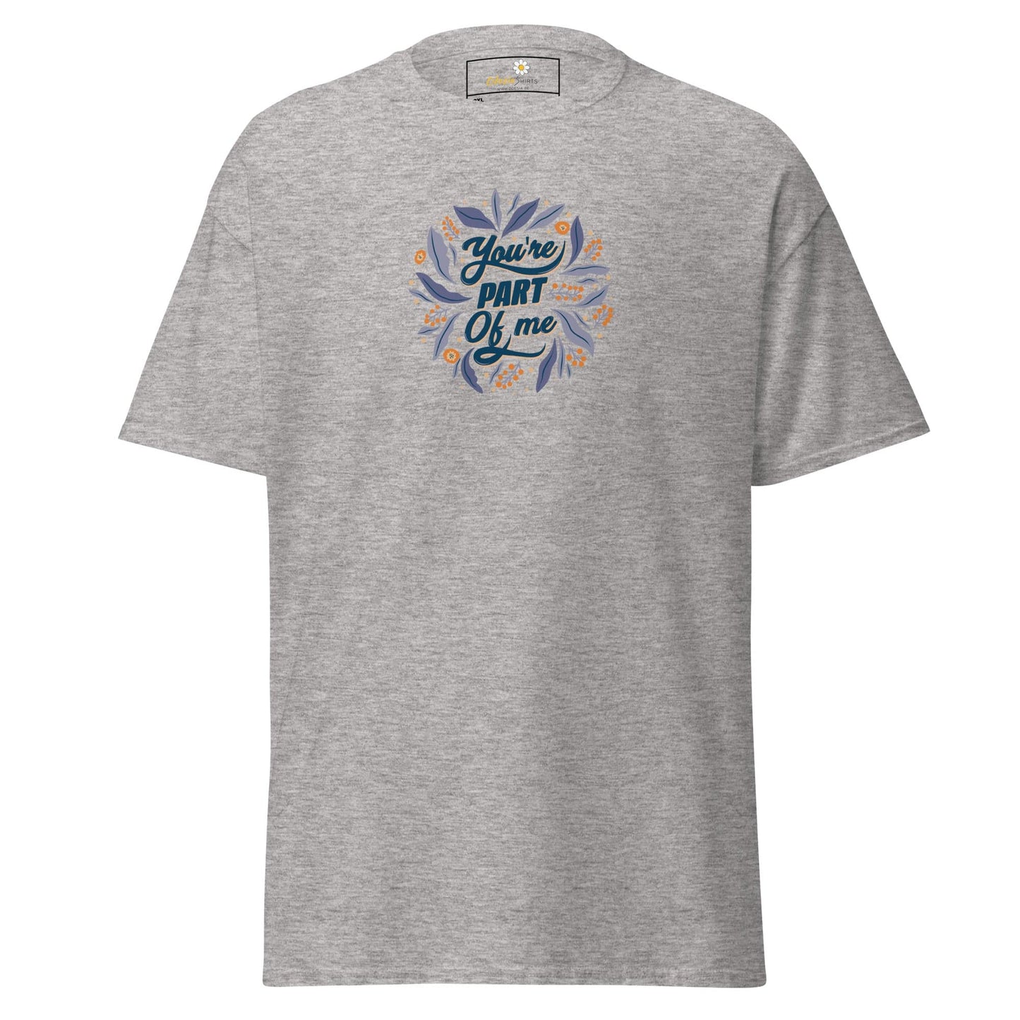 Gray T-shirt with floral design from T-SHIRT DESIGN TEE for Men and Women in 2XL to 5XL