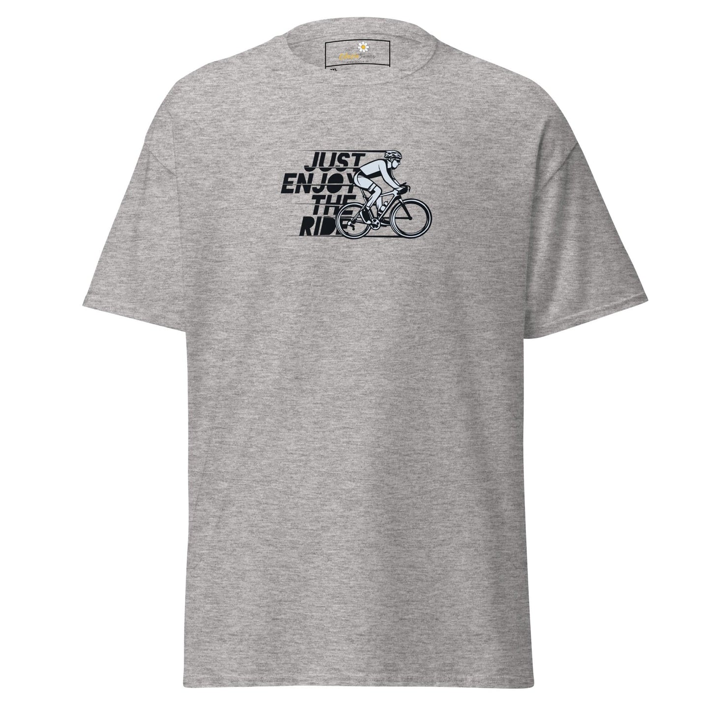 Gray T-shirt with cyclist graphic for men and women in 2XL to 5XL size range