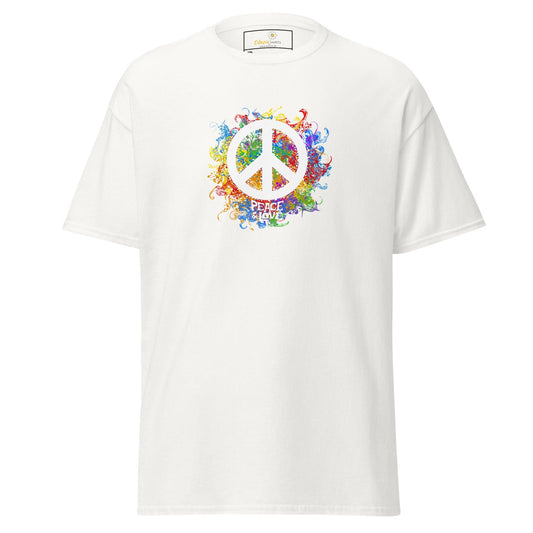 White T-shirt with peace symbol from T-SHIRT DESIGN TEE for Men and Women in 2XL-5XL
