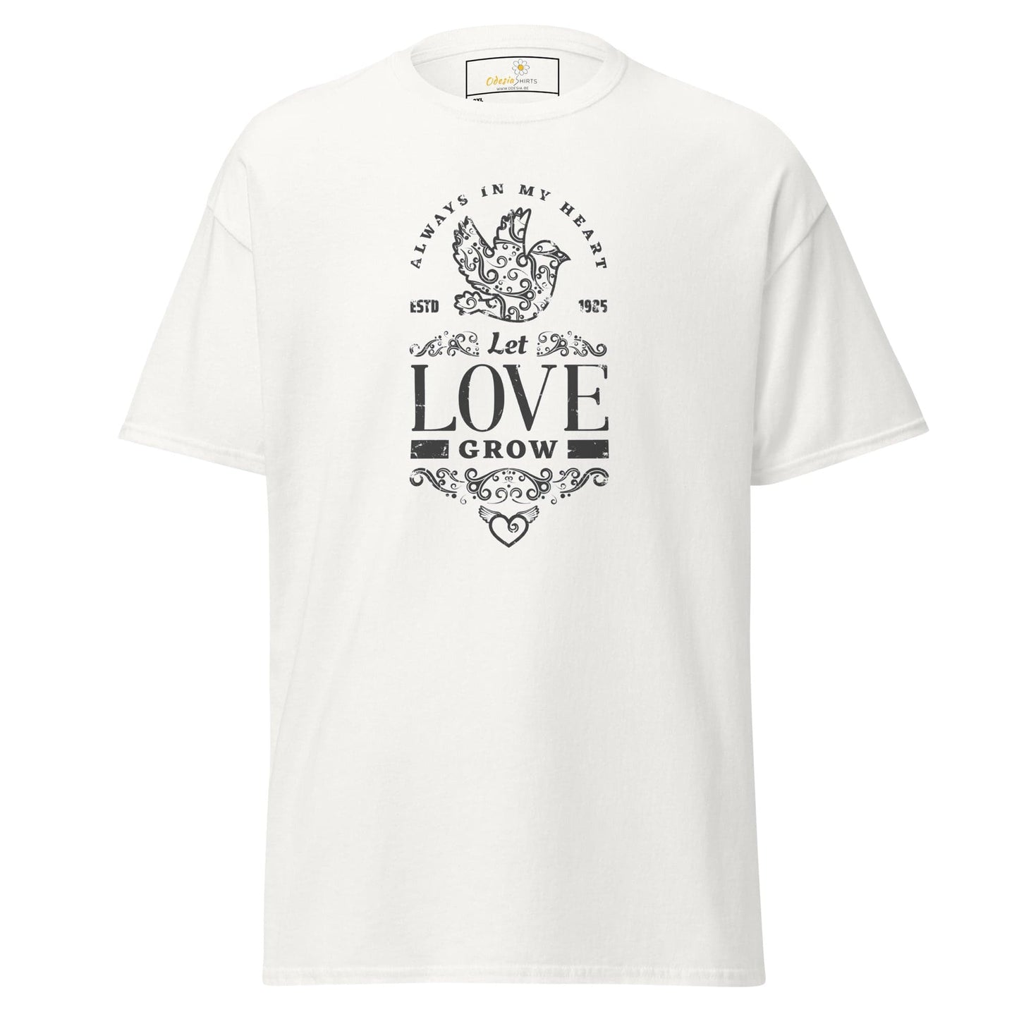 White T-shirt with Let Love Grow graphic for Men and Women in 2XL to 5XL sizes