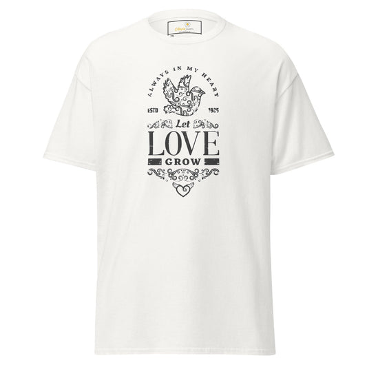 White T-shirt with Let Love Grow graphic for Men and Women in 2XL to 5XL sizes
