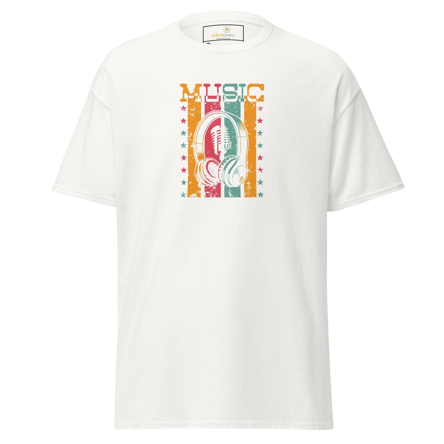White T-shirt with music graphic for Men and Women available in 2XL to 5XL sizes
